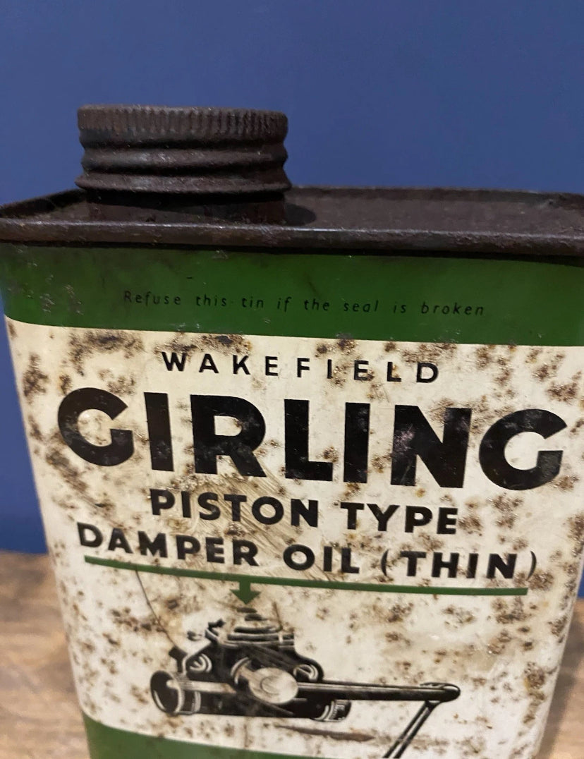 Vintage Wakefield Girling Piston Damper Oil Empty Tin , Castrol
