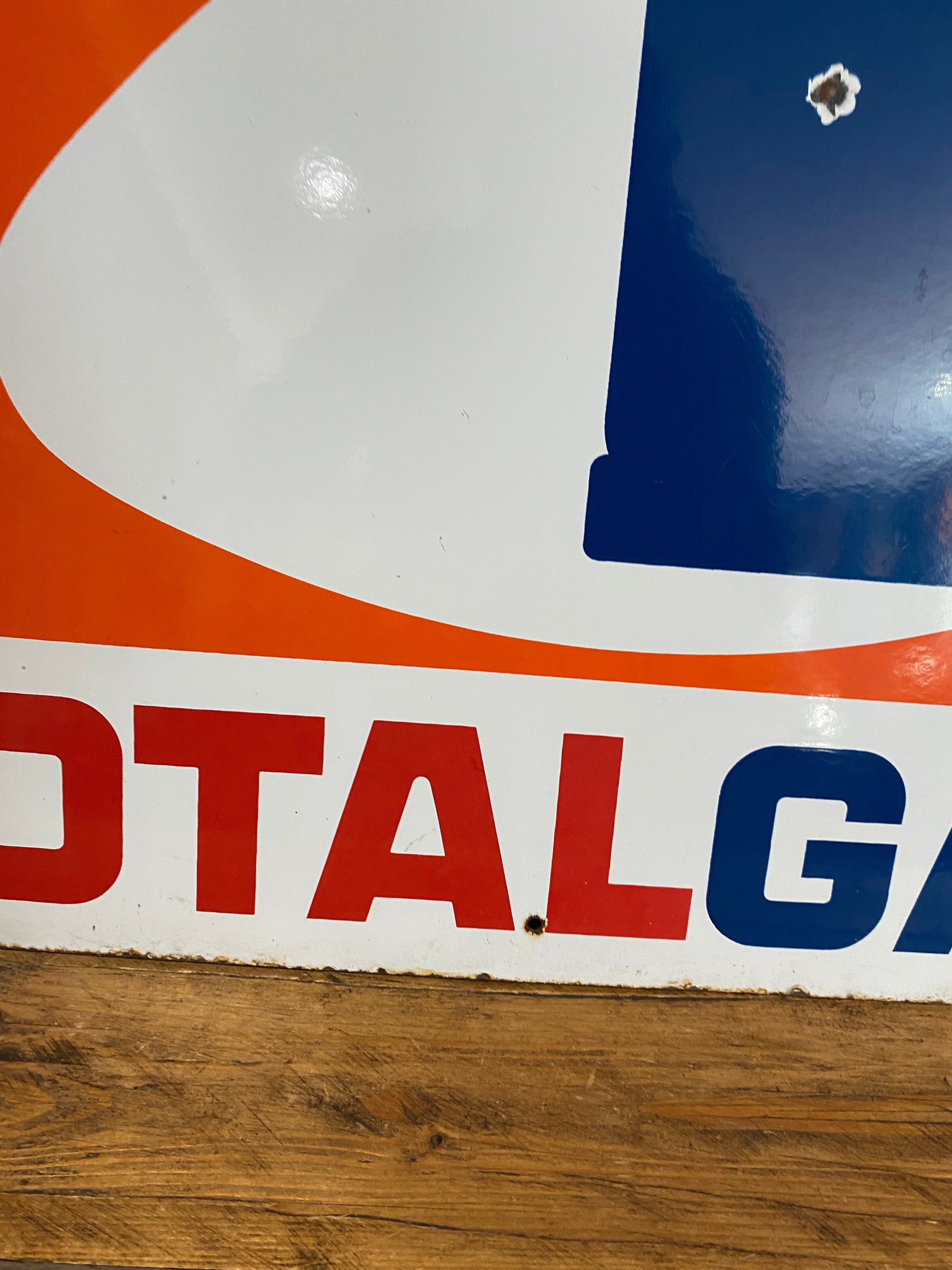 Vintage 1970’s Total Gaz double sided enamel sign