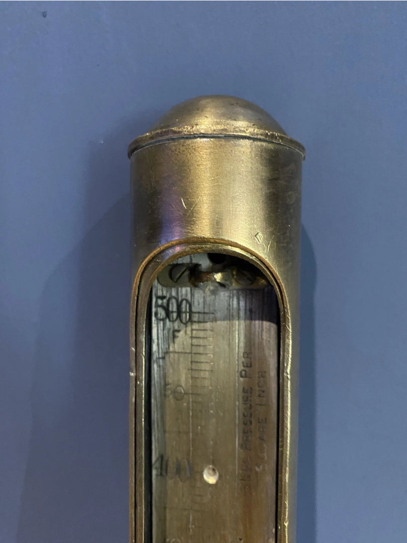 Antique/ Vintage Brass Steam Thermometer, Industrial / Steam Engine
