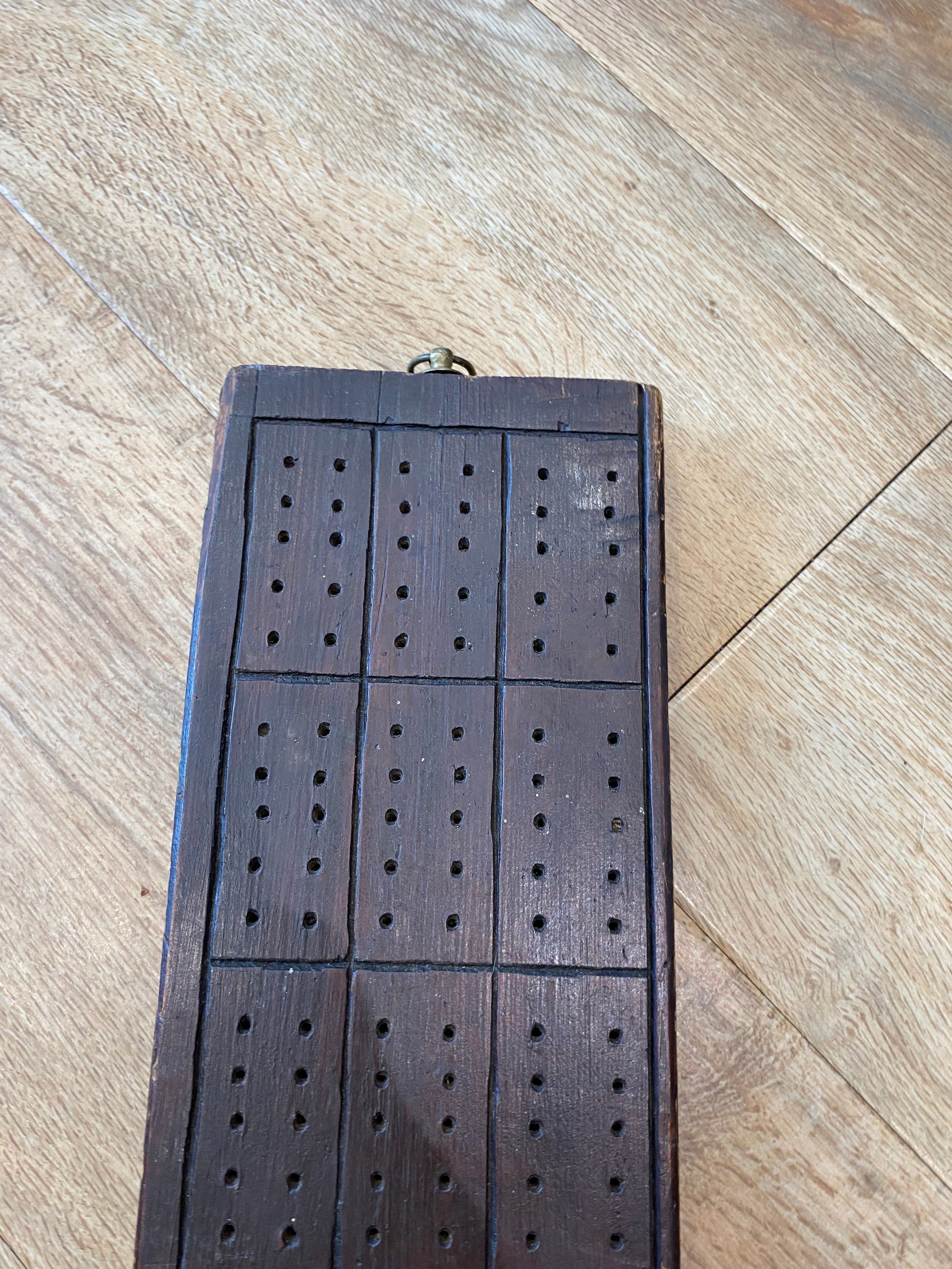 Extra Large Antique Wood Cribbage Board, 30 Inches Long
