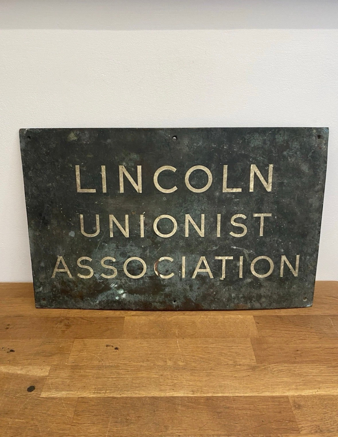Vintage Lincoln Unionist Association Bronze Sign , As Found Condition