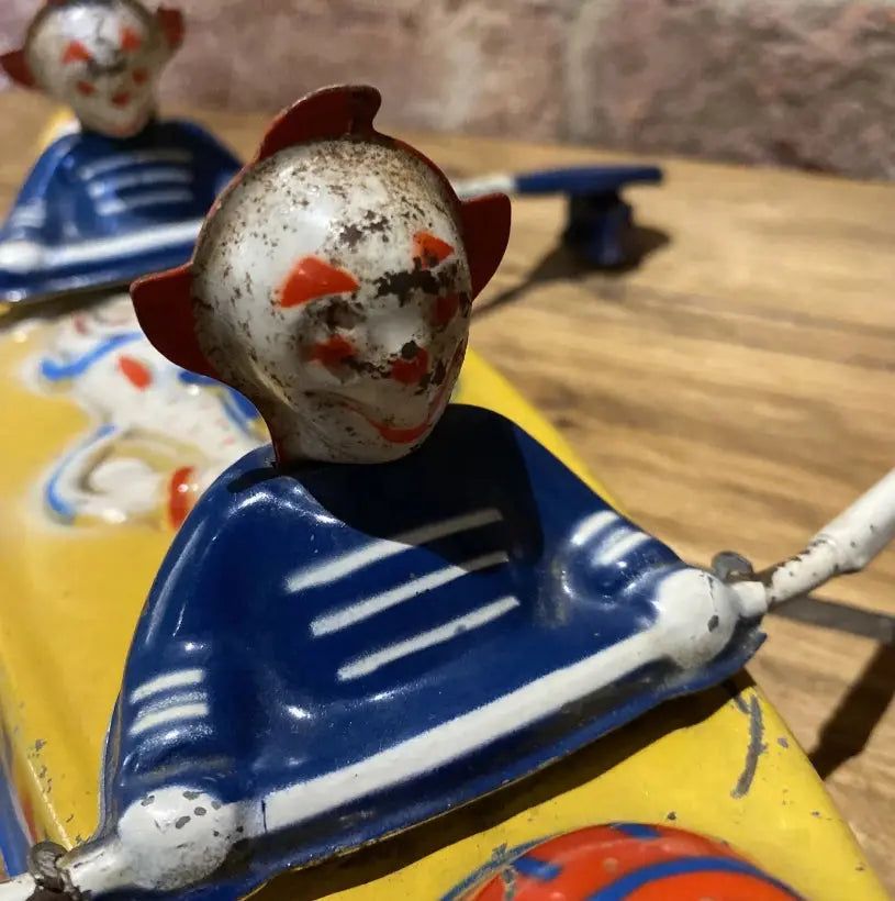 Rare Push Along Mobo Tinplate Canoe
