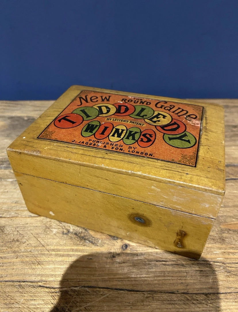 Rare J Jaques & Son Tiddledy Winks Game , Wooden Box Not Cardboard Version.