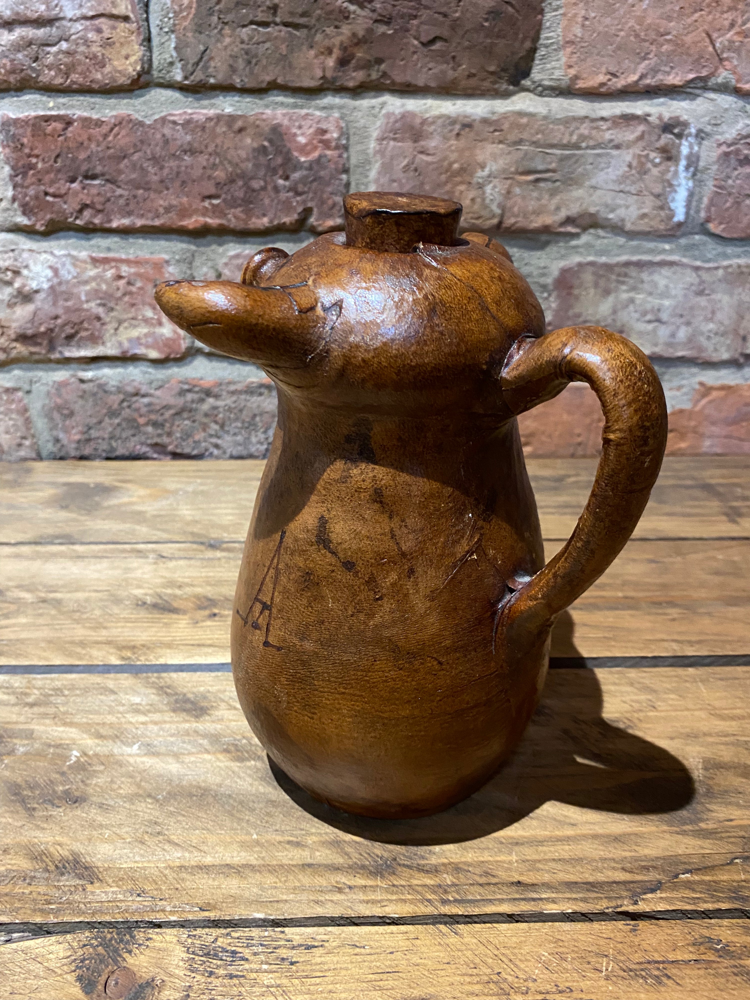 Vintage Spanish Leather Covered Jug or Bottle | Leather Decanter | Wilson Fox Antiques