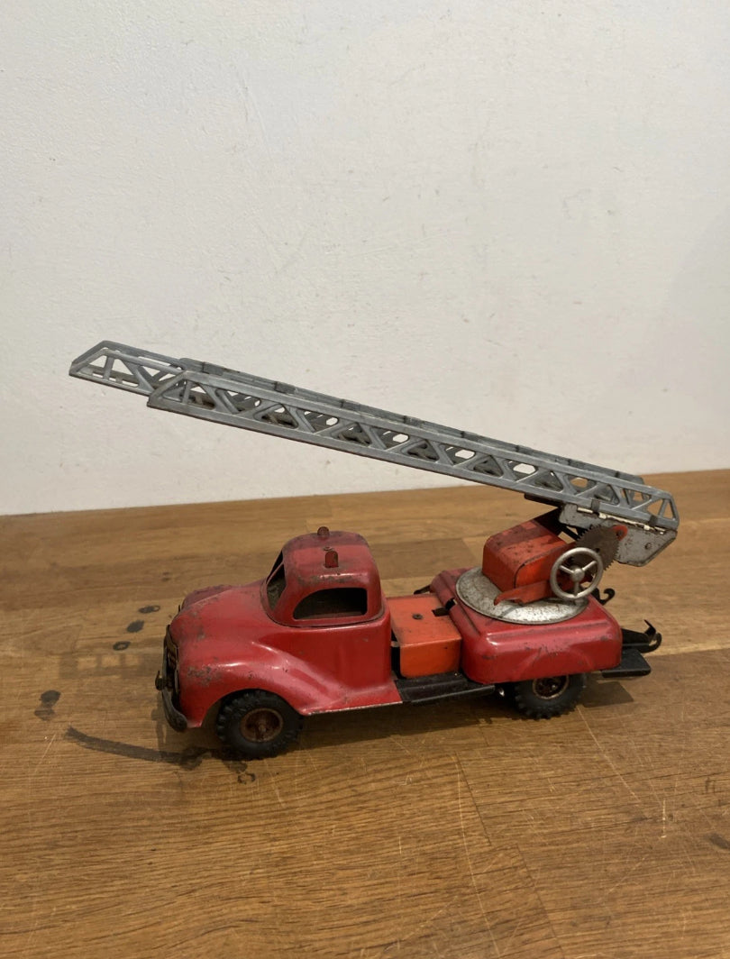 Vintage Tinplate Gama Fire Engine, Fire Truck , Ladder Truck , Clockwork, Works