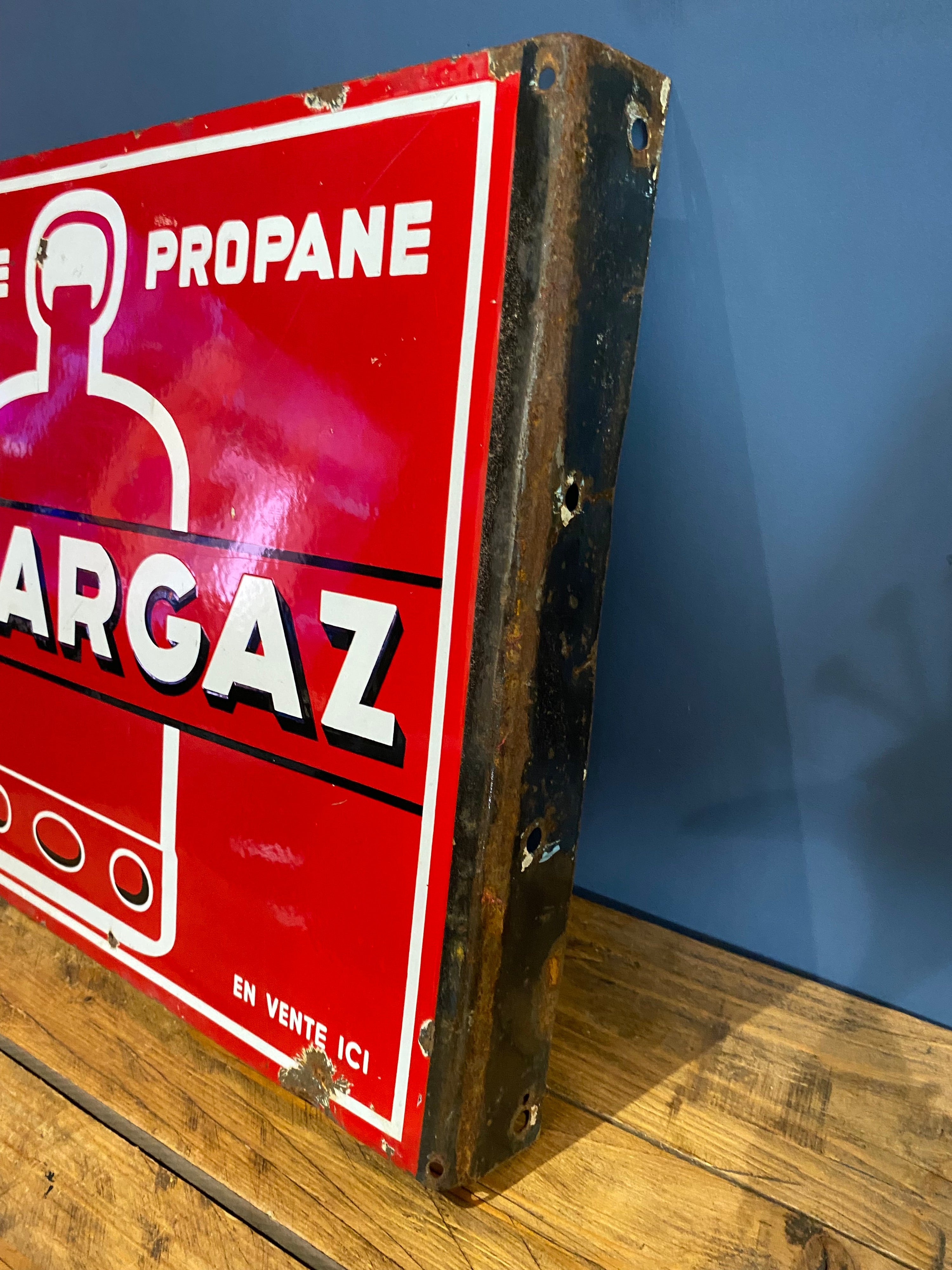 Vintage French Antargaz double sided enamel sign , 1970’s
