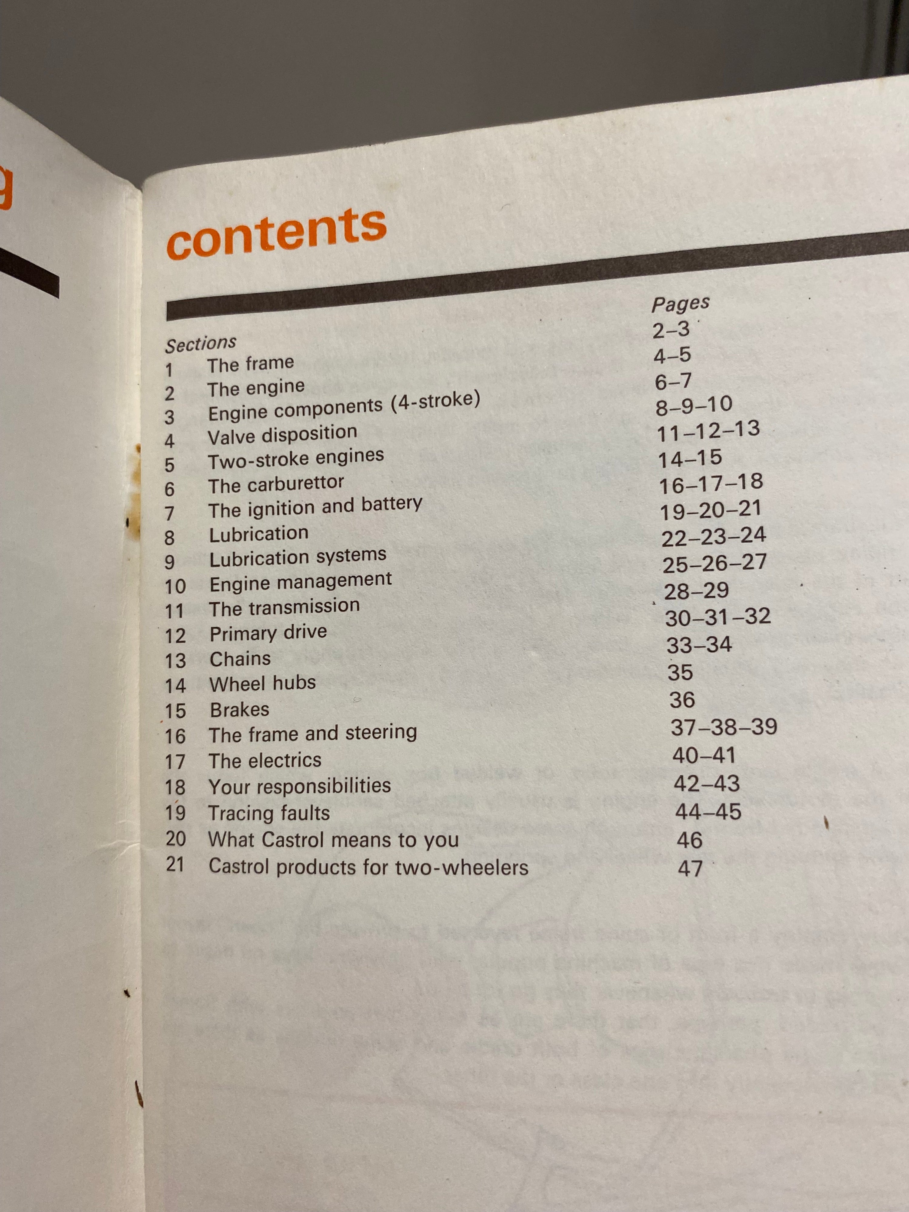 Vintage castrol two wheeler care handbook , paperback.