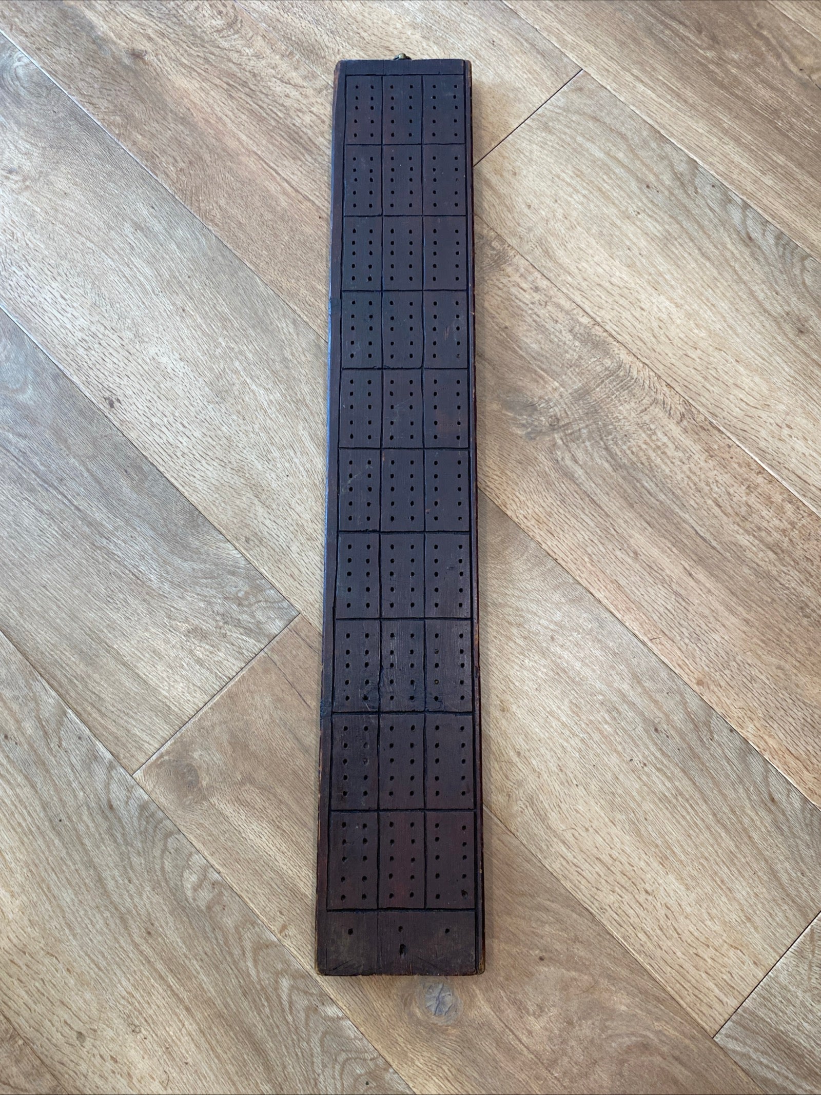 Extra Large Antique Wood Cribbage Board, 30 Inches Long