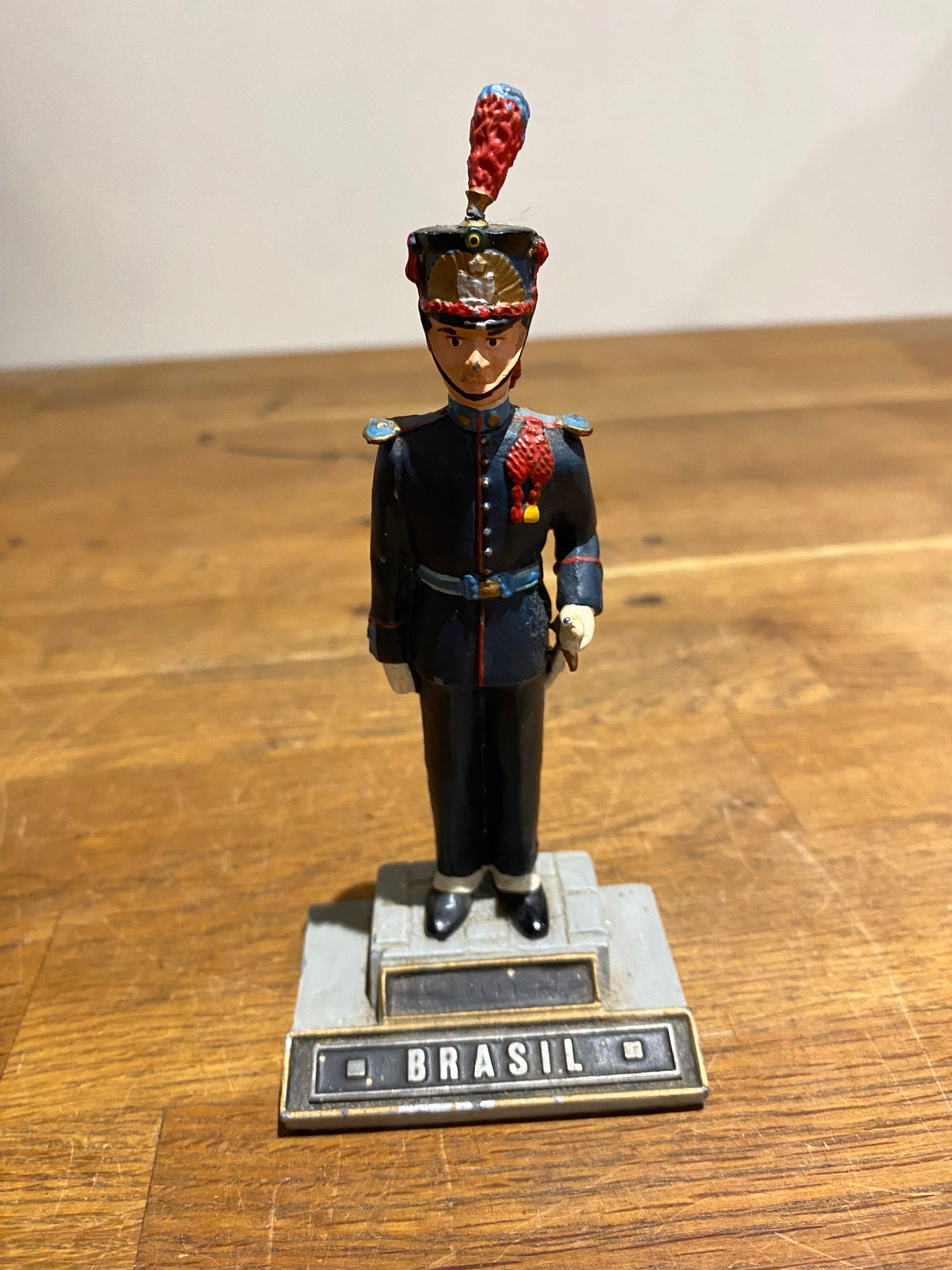 Vintage Cold Painted Metal Figure , Brasil Soldier