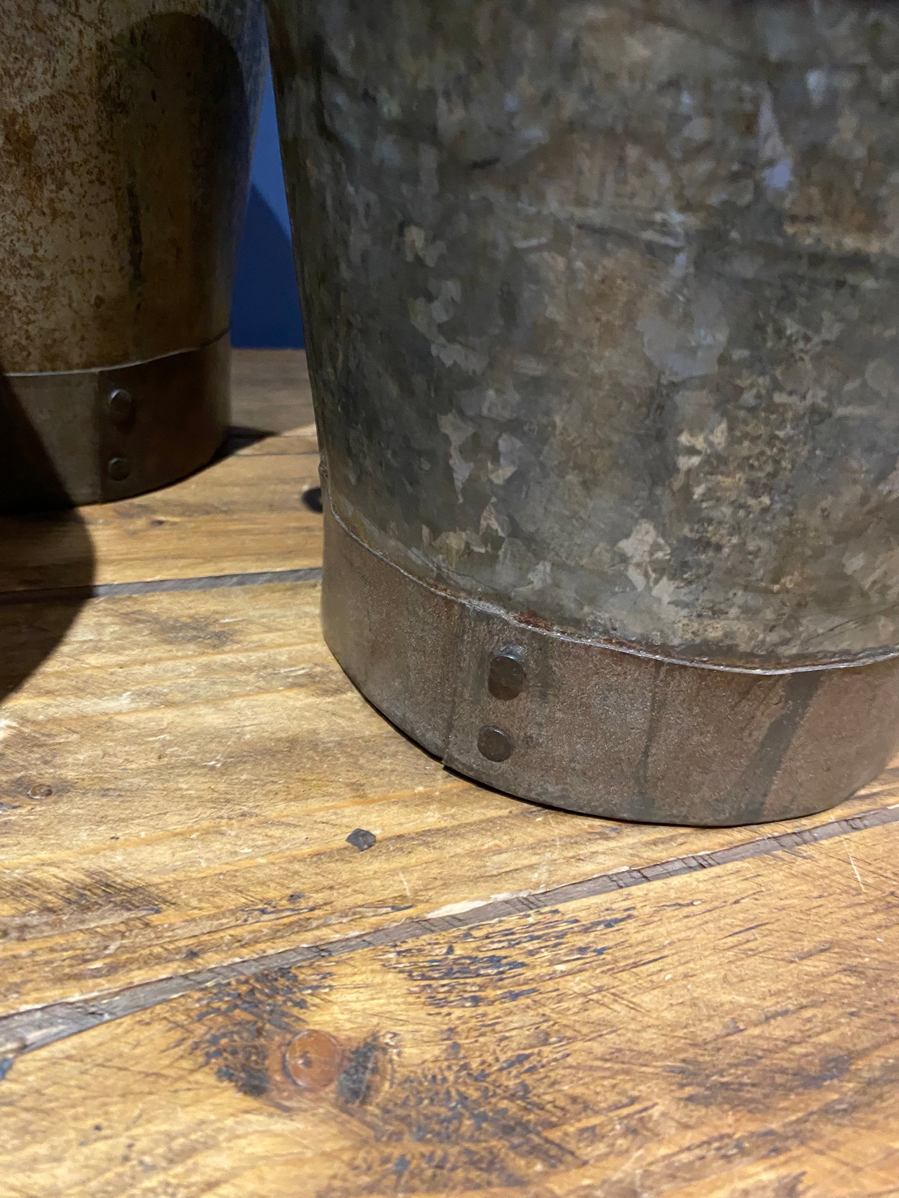 3 X Vintage Galvanised Buckets , Medium