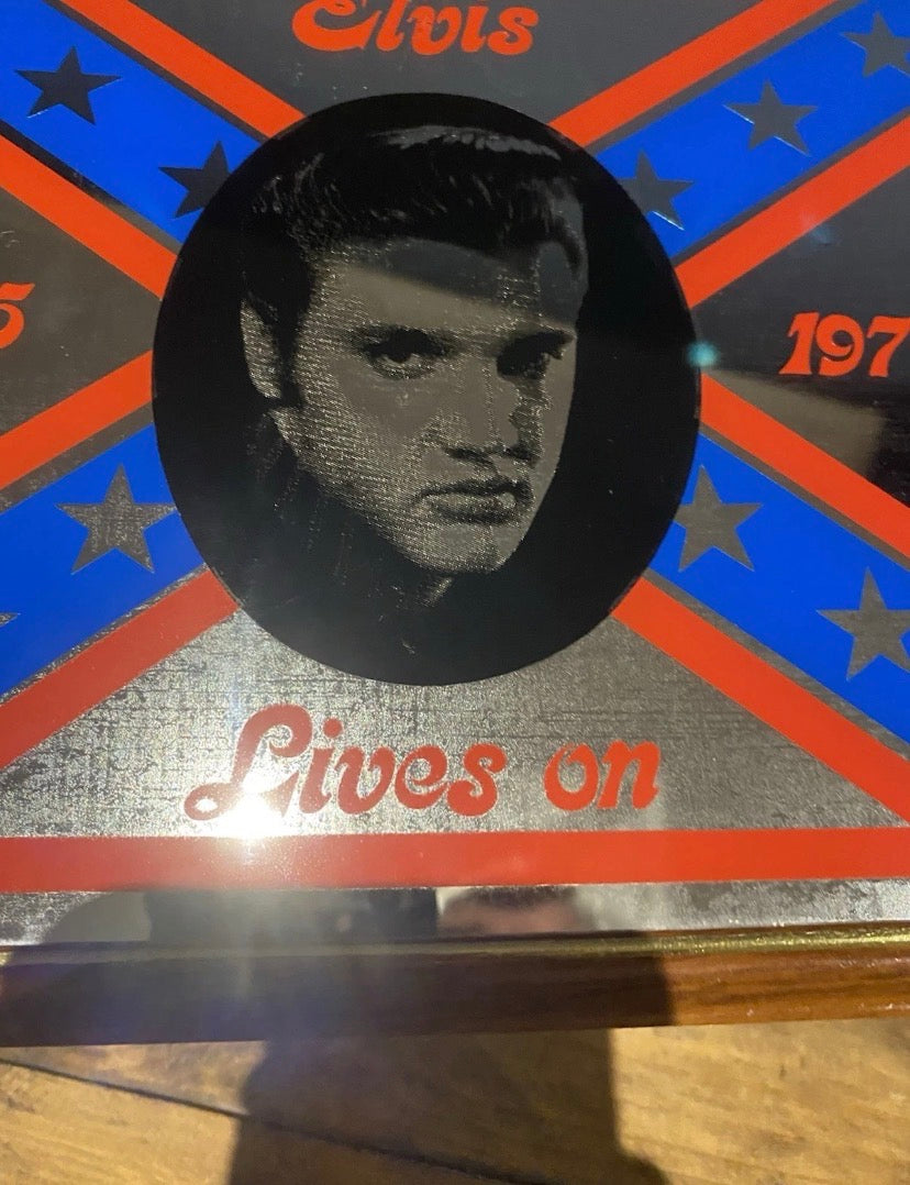 Vintage Elvis Presley 1935-1977 Mirror, Confederate Flag , Elvis Lives On.