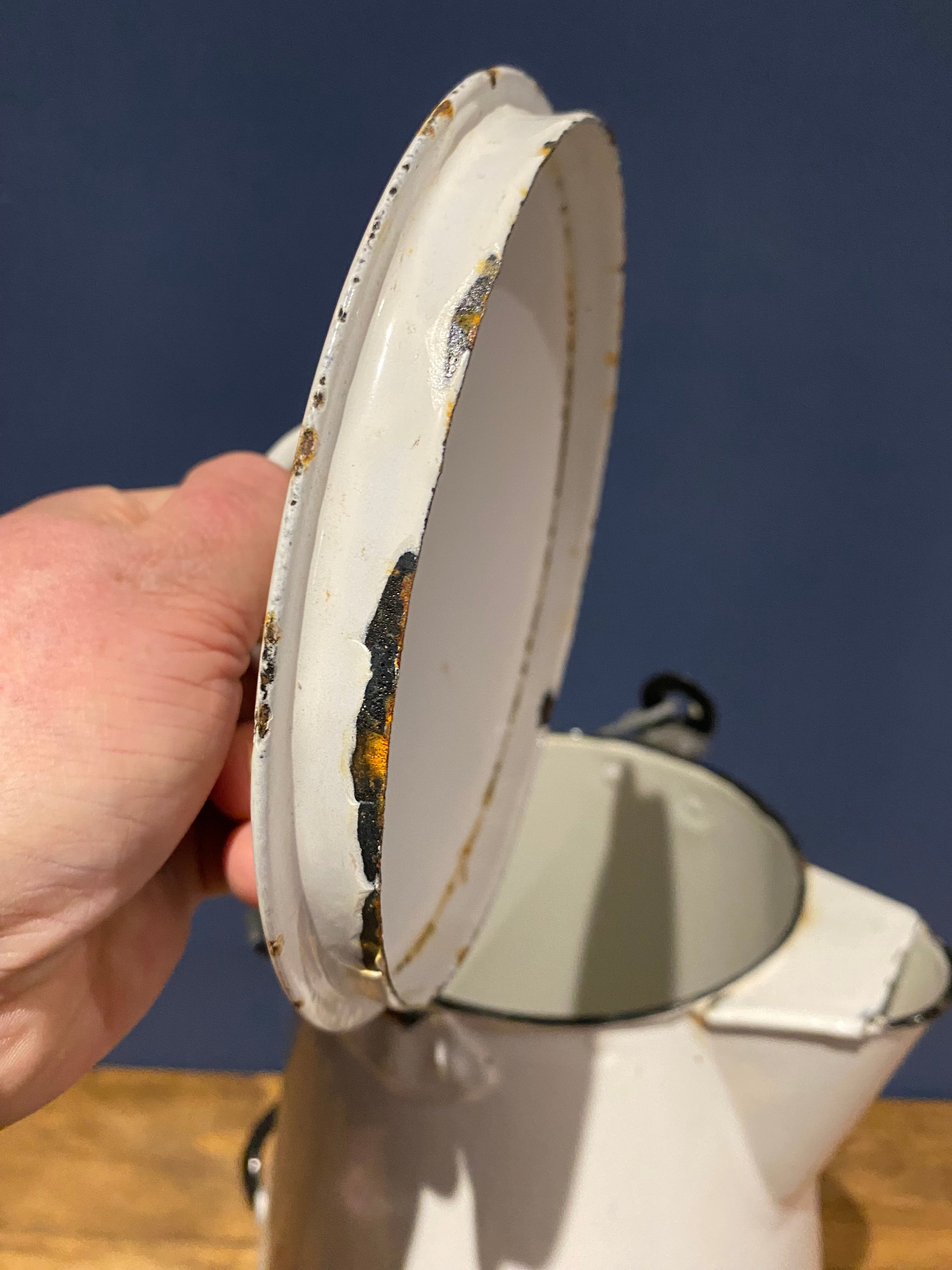 Extra Large Vintage French Enamel Coffee Pot / Water Jug / Milk Jug