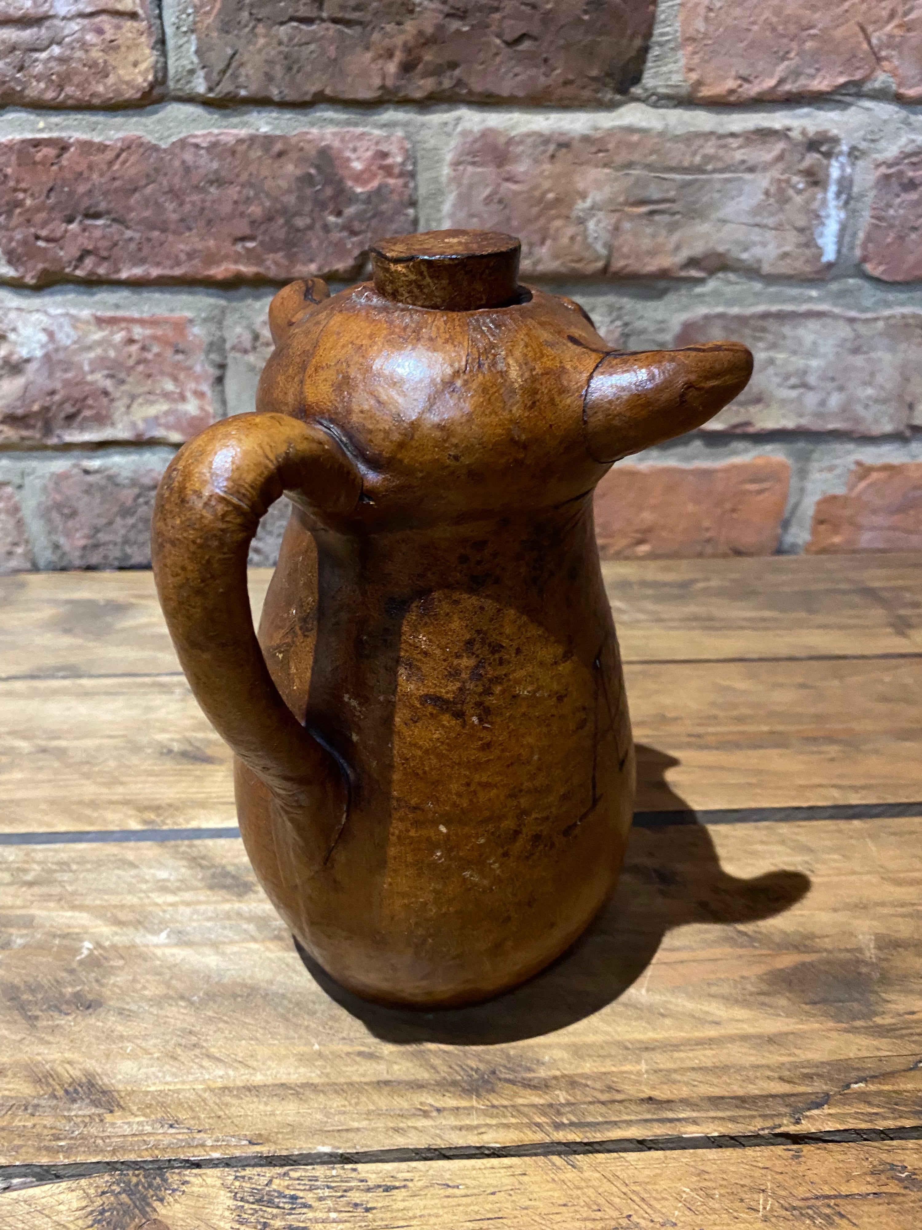 Vintage Spanish Leather Covered Jug or Bottle | Leather Decanter | Wilson Fox Antiques