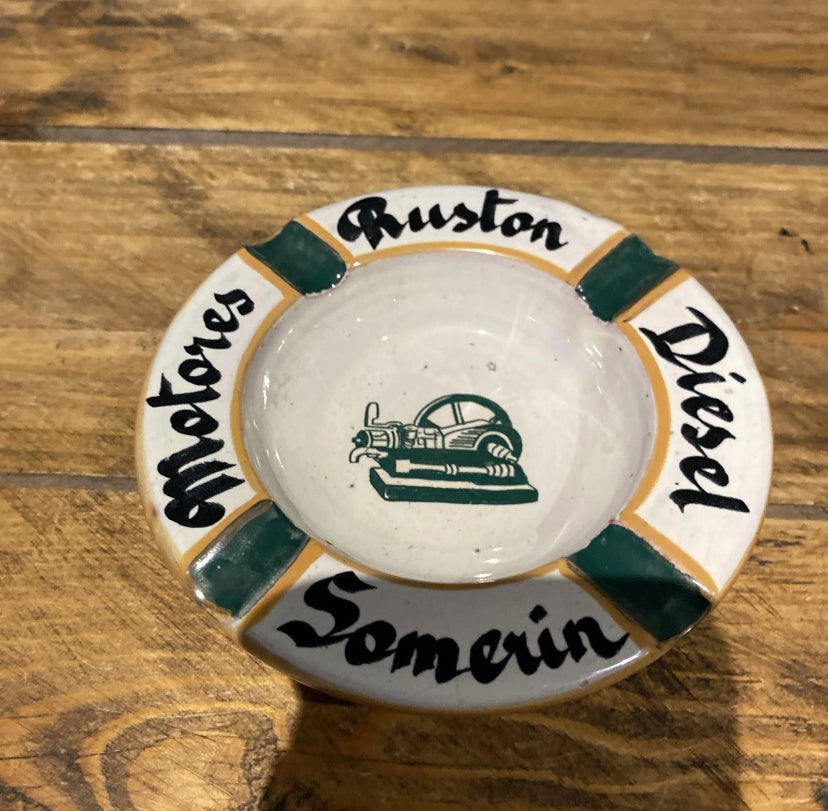 Vintage Ruston Diesel Motors Somerin , Ceramic Ashtray, Locomotives, Railway