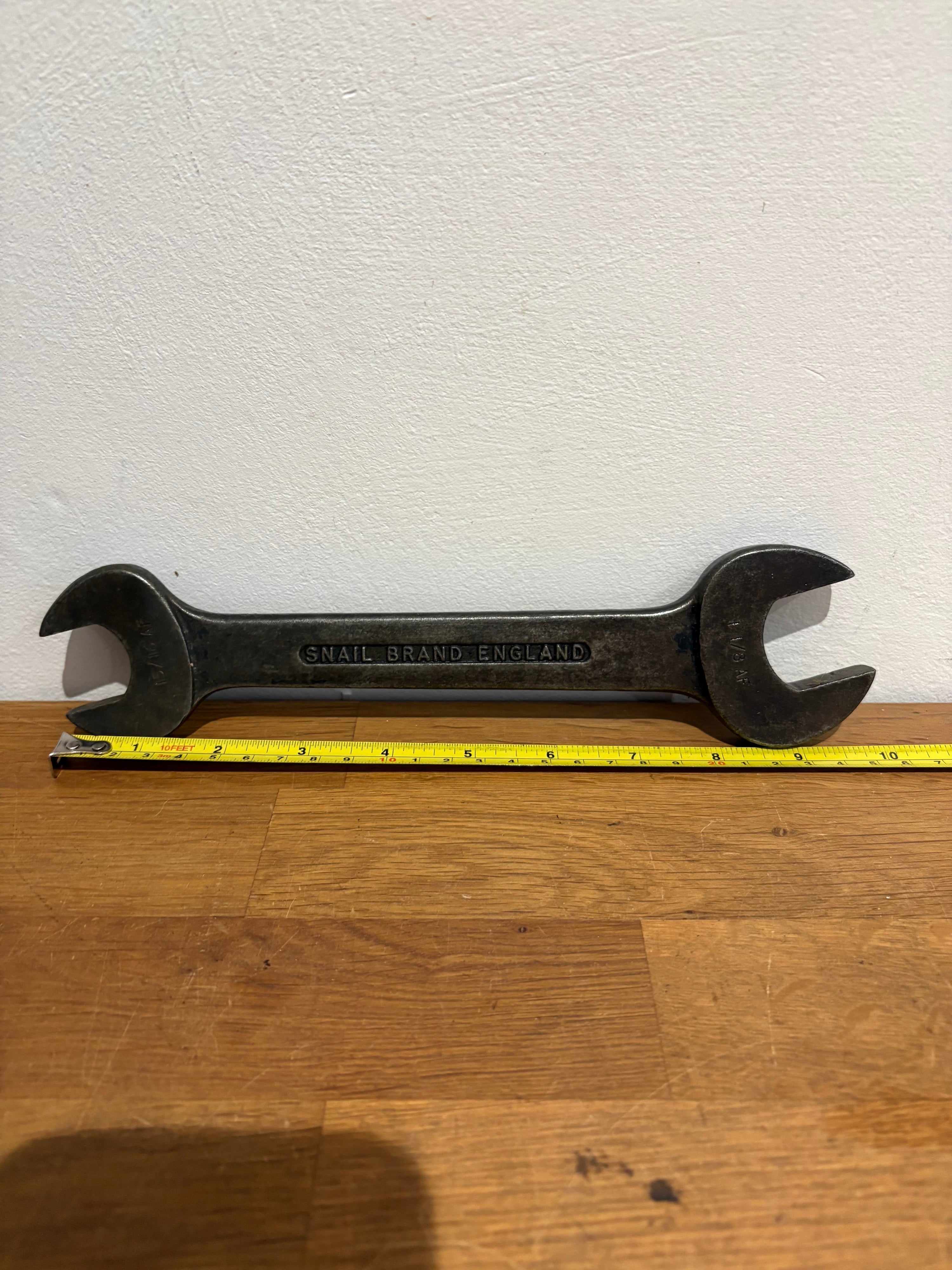 Vintage Snail Brand Chrome Alloy Steel 9 Spanner. 94af / 112af. Open Ended