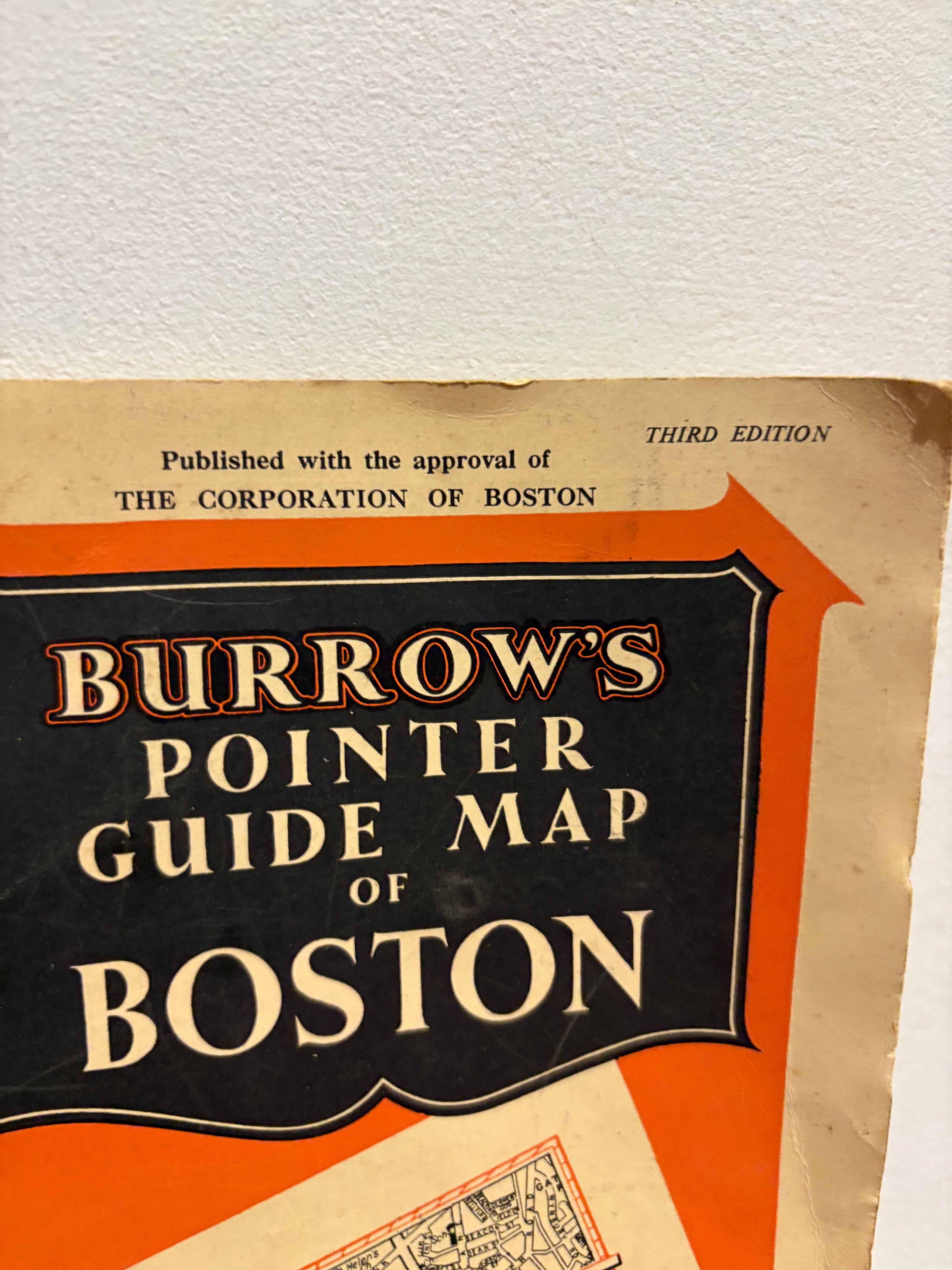Vintage 1930’s-1950’s Burrows Pointer Guide Map Of Boston UK , Third Edition