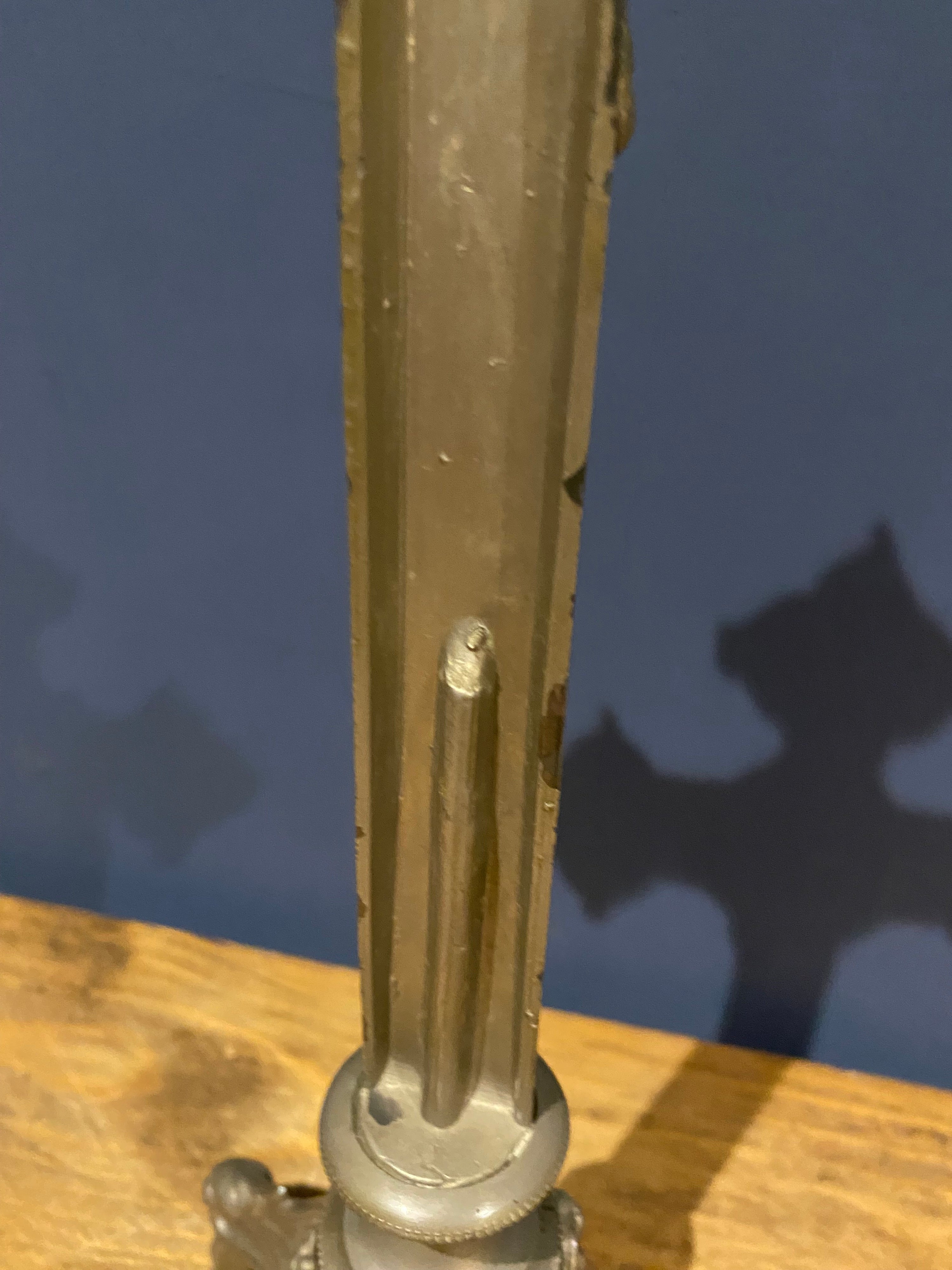 Vintage Mid Century French White Metal Altar Crucifix 41 Cms High