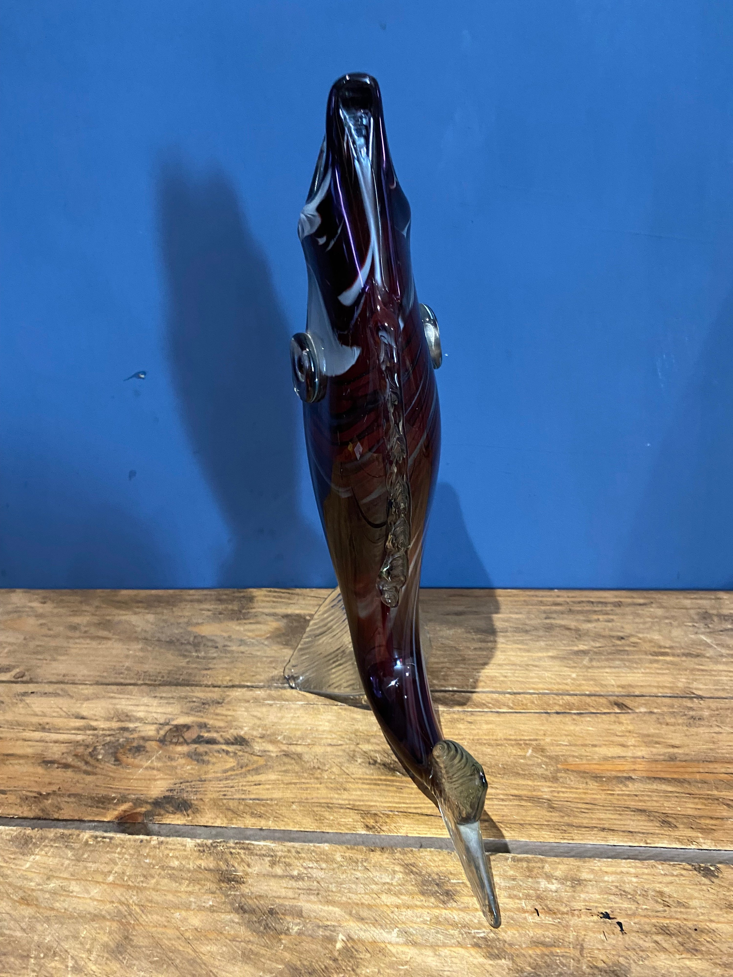 Vintage Retro Glass Fish Vase , Murano