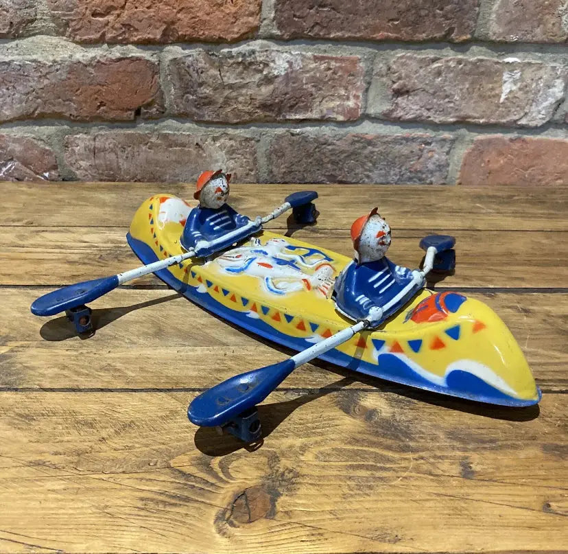 Rare Push Along Mobo Tinplate Canoe