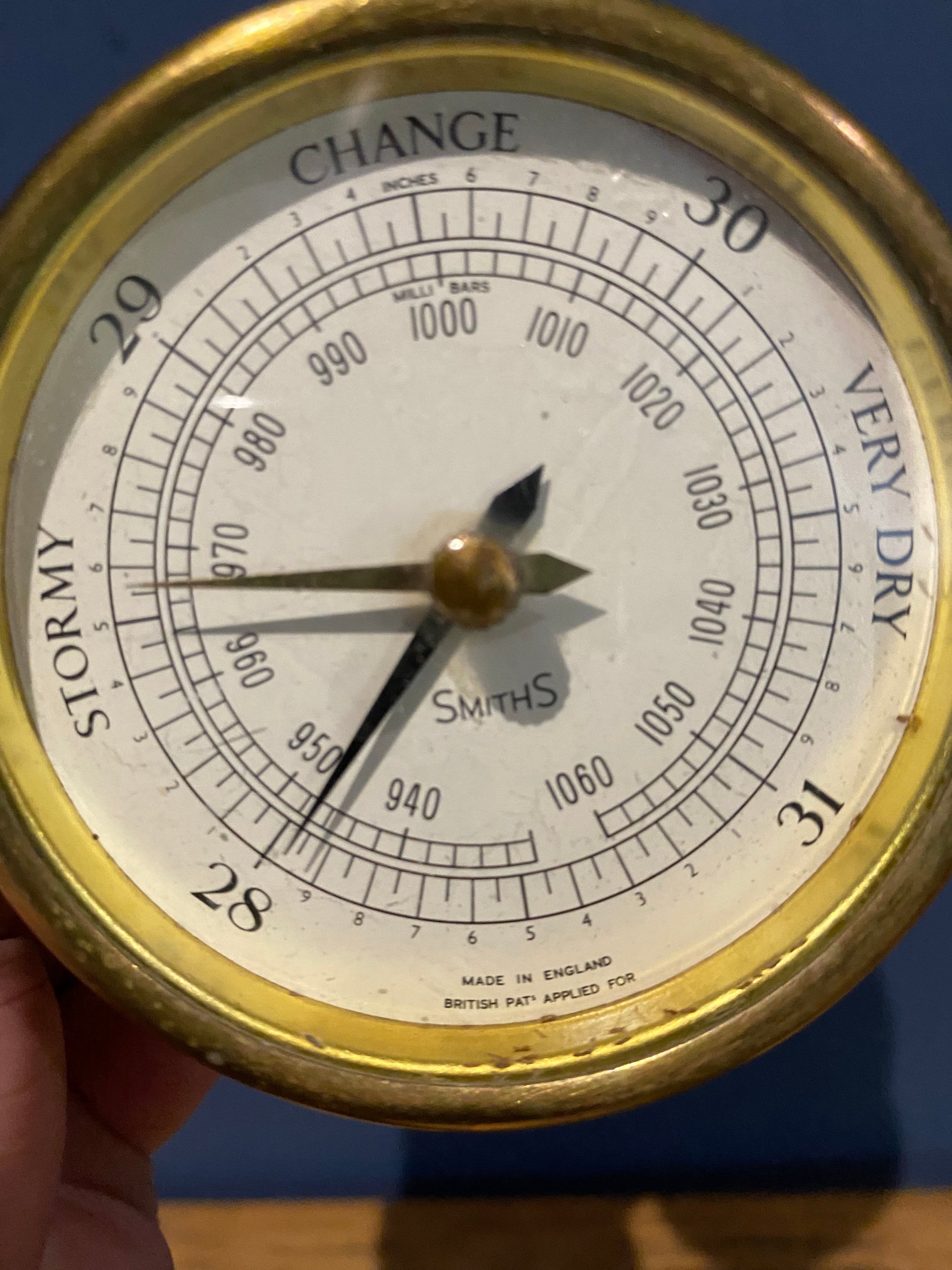Antique/ Vintage Smths Brass Barometer