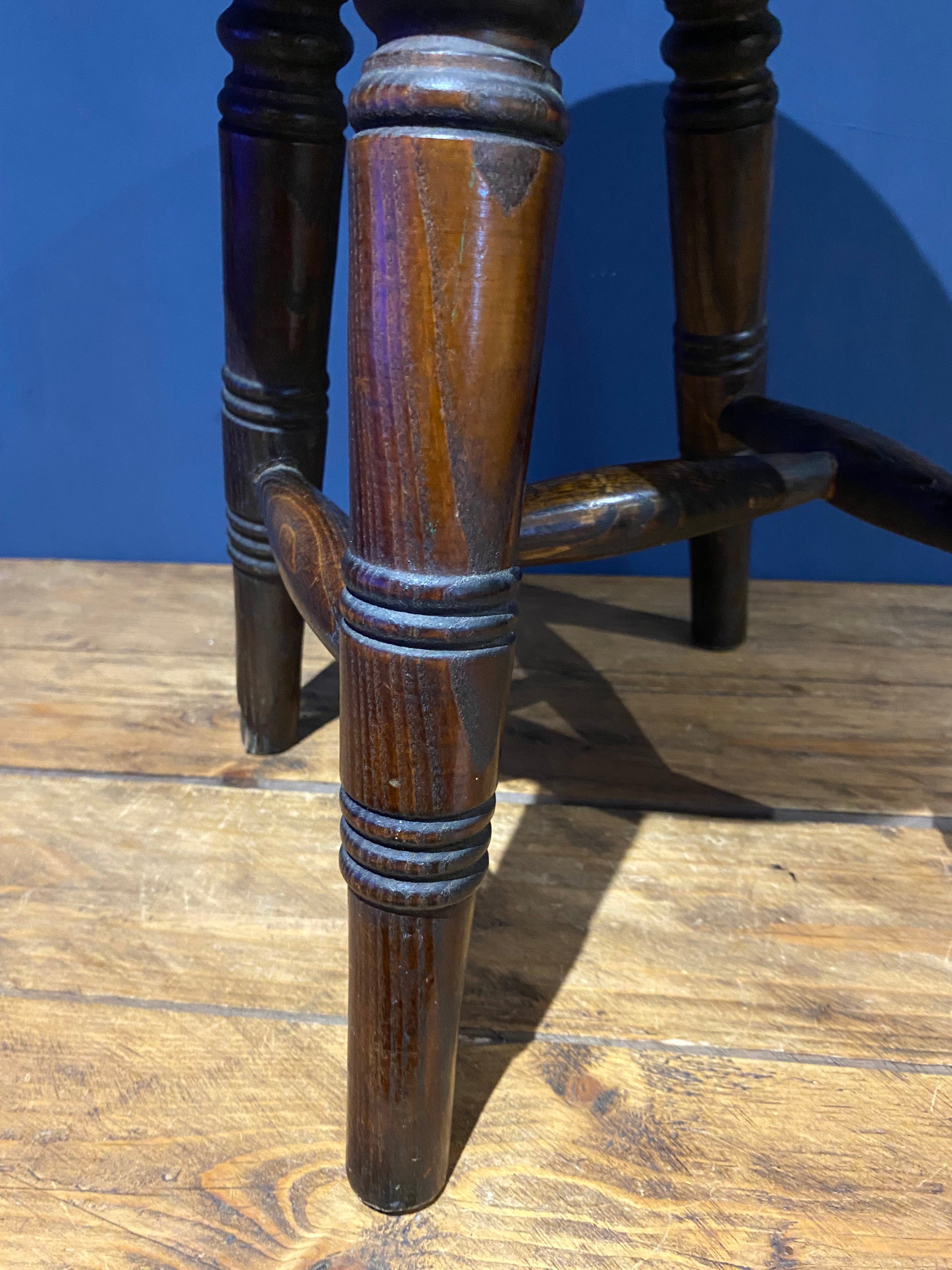 Antique Oak Stool with Beautiful Grain And Patina