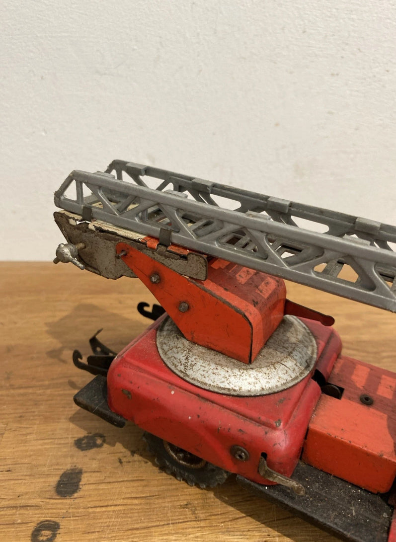 Vintage Tinplate Gama Fire Engine, Fire Truck , Ladder Truck , Clockwork, Works