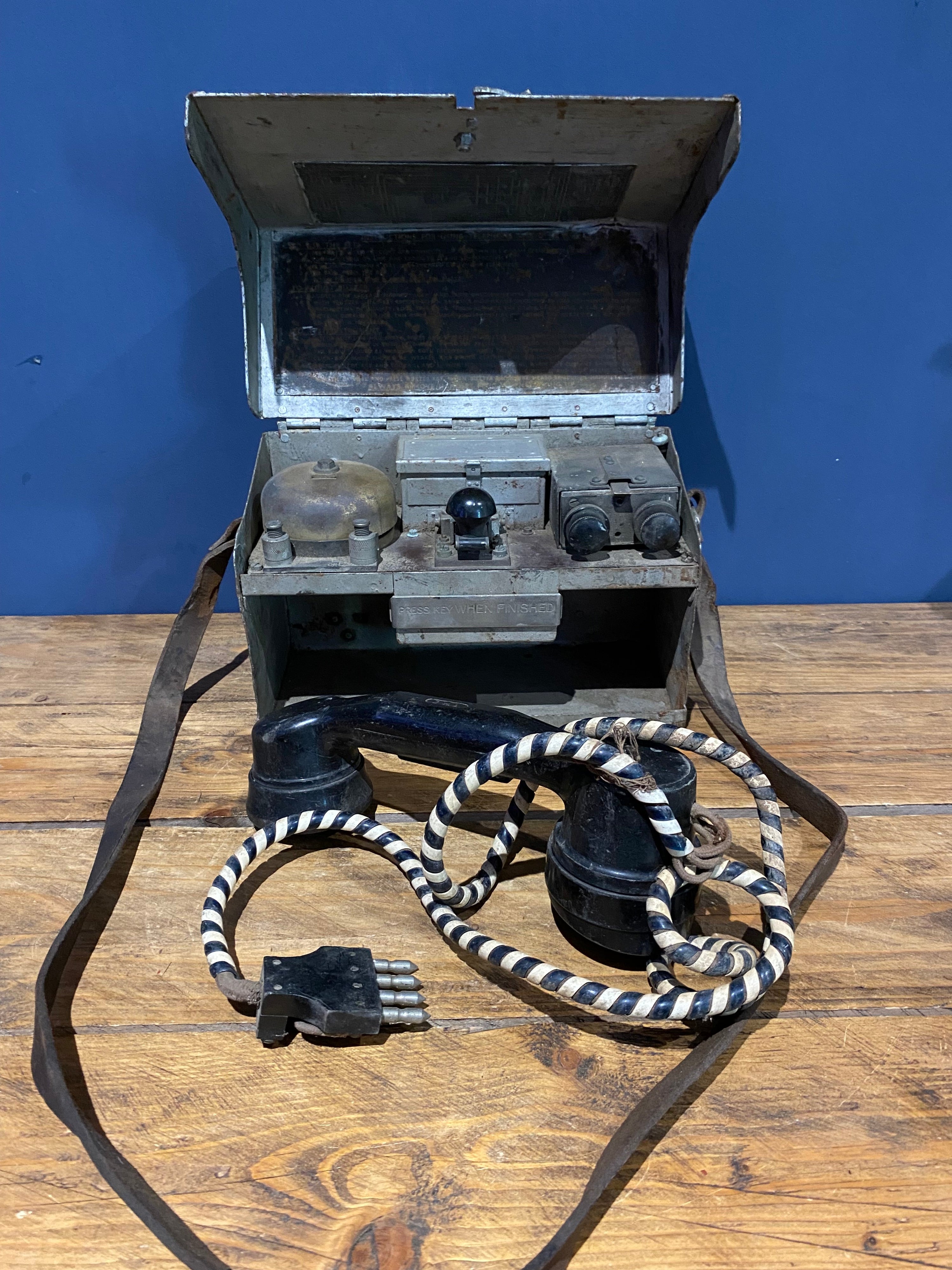 Rare WW2 British Army Telephone Set D Mark VII Field Telephone, Police Marked