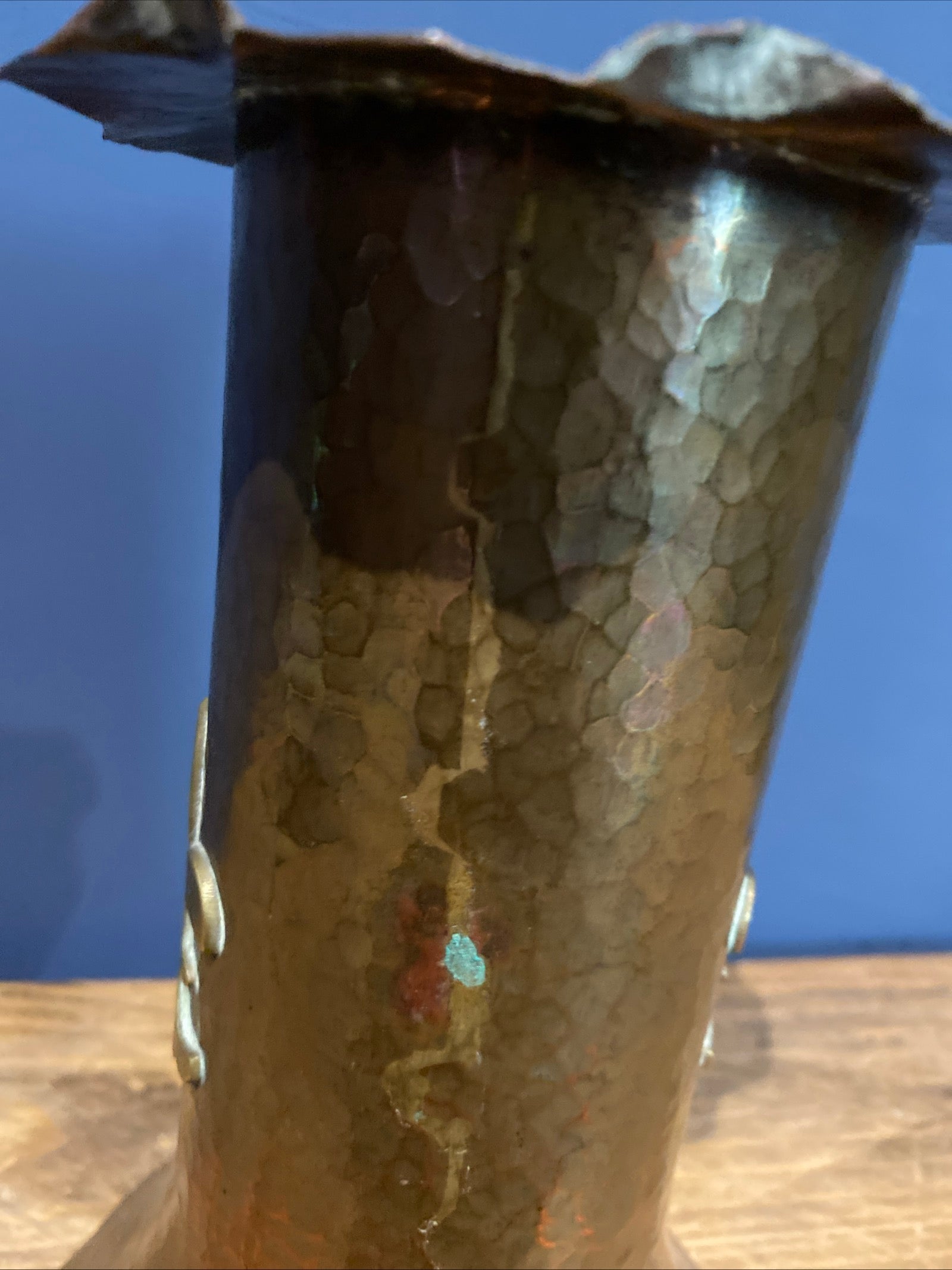 Antique Copper And Brass Vase , With Patina