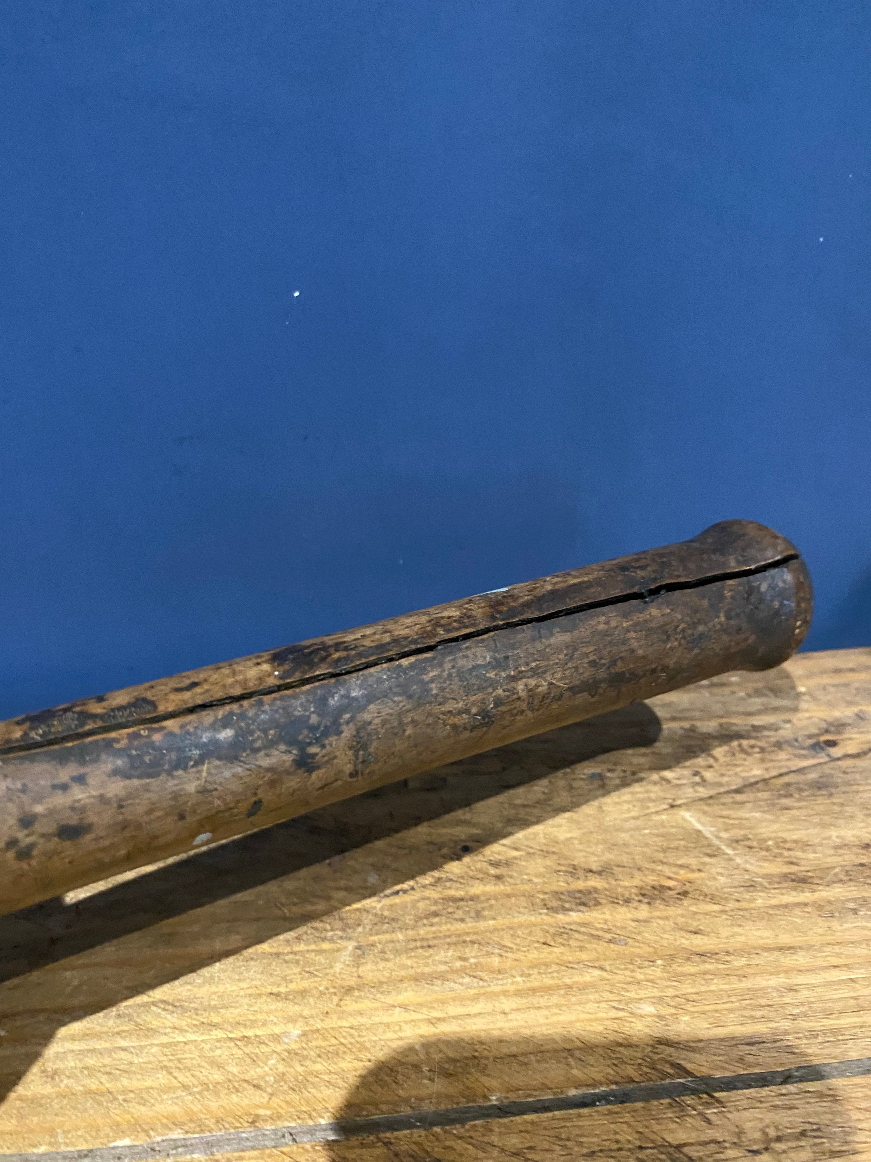 Large decorative well worn wooden mallet