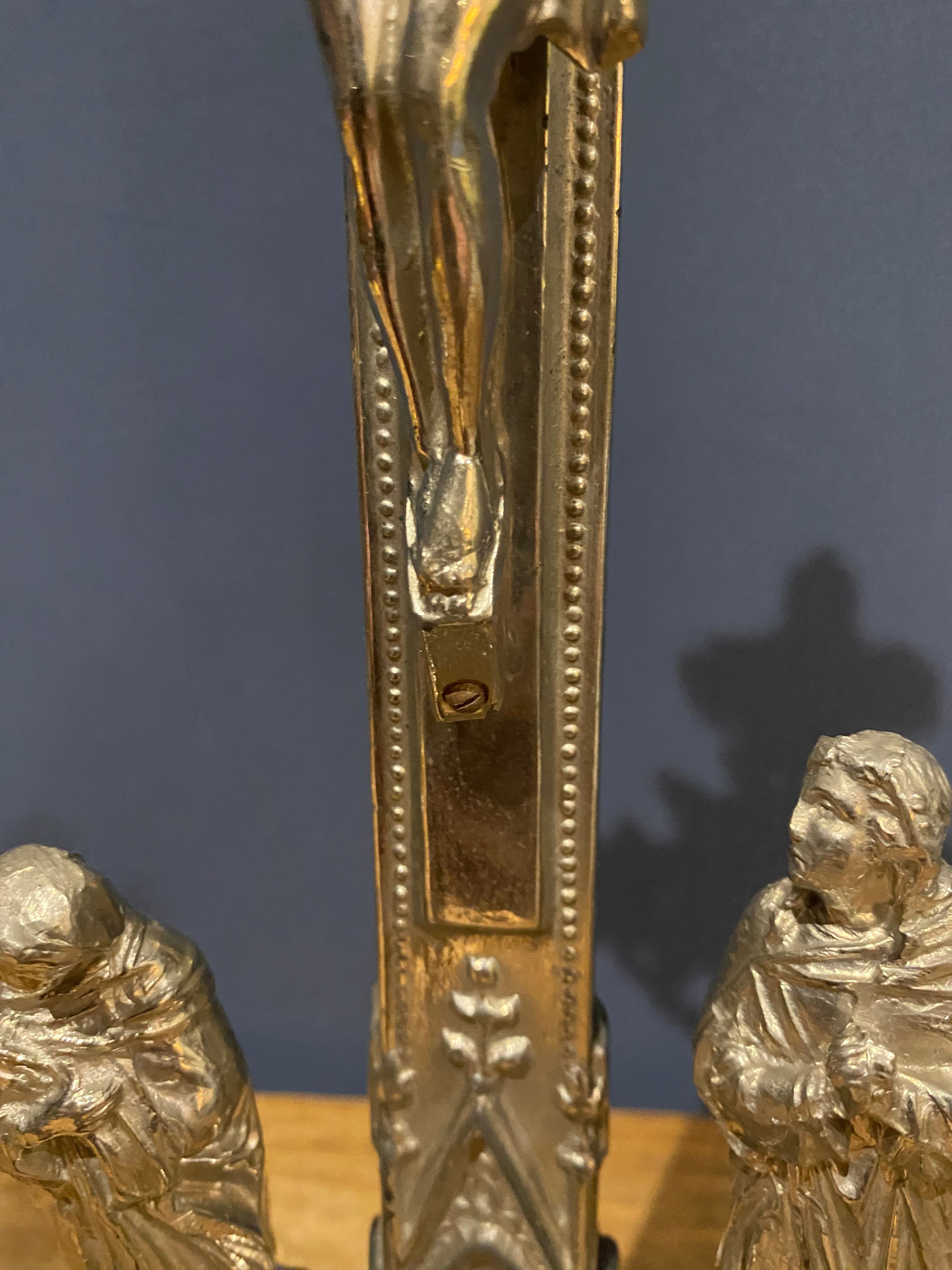 Vintage Mid Century French White Metal  Altar Crucifix 44 Cms High