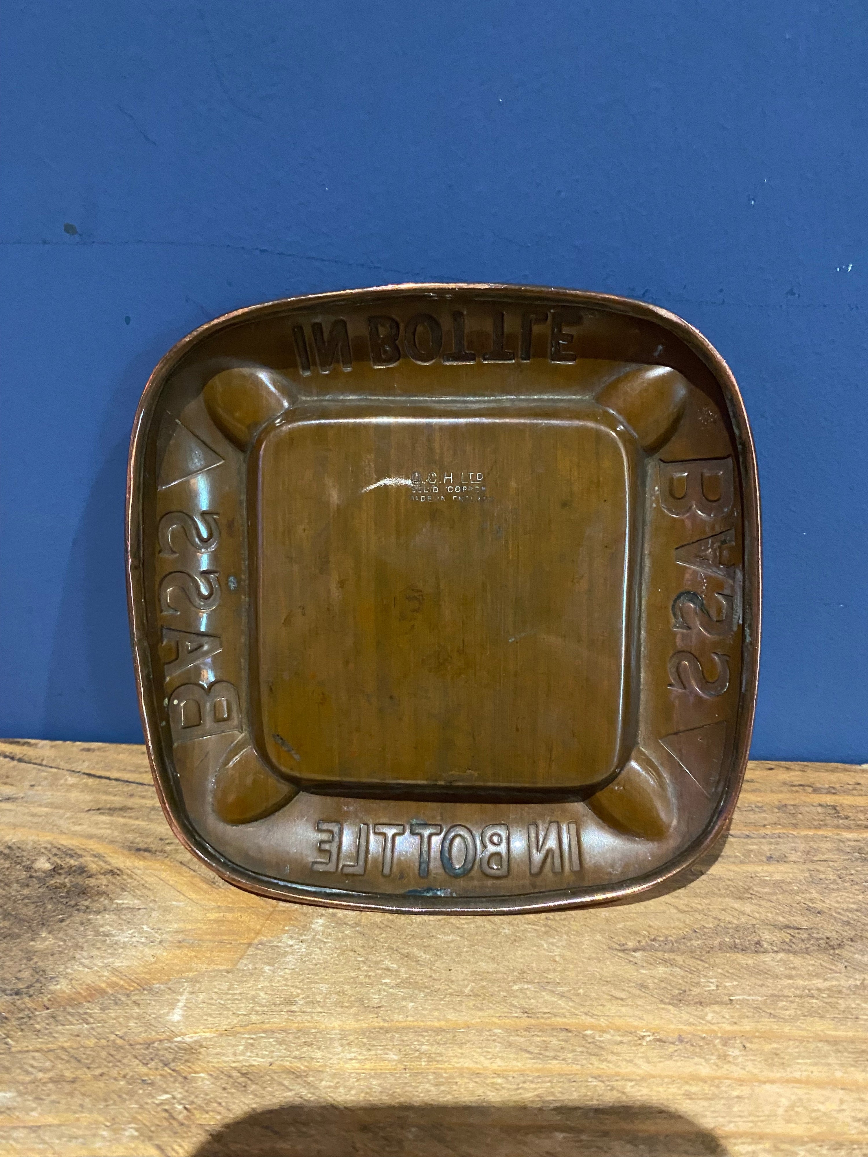 Vintage Bass Copper Ashtray , OCH Ltd, Nice Early Item.