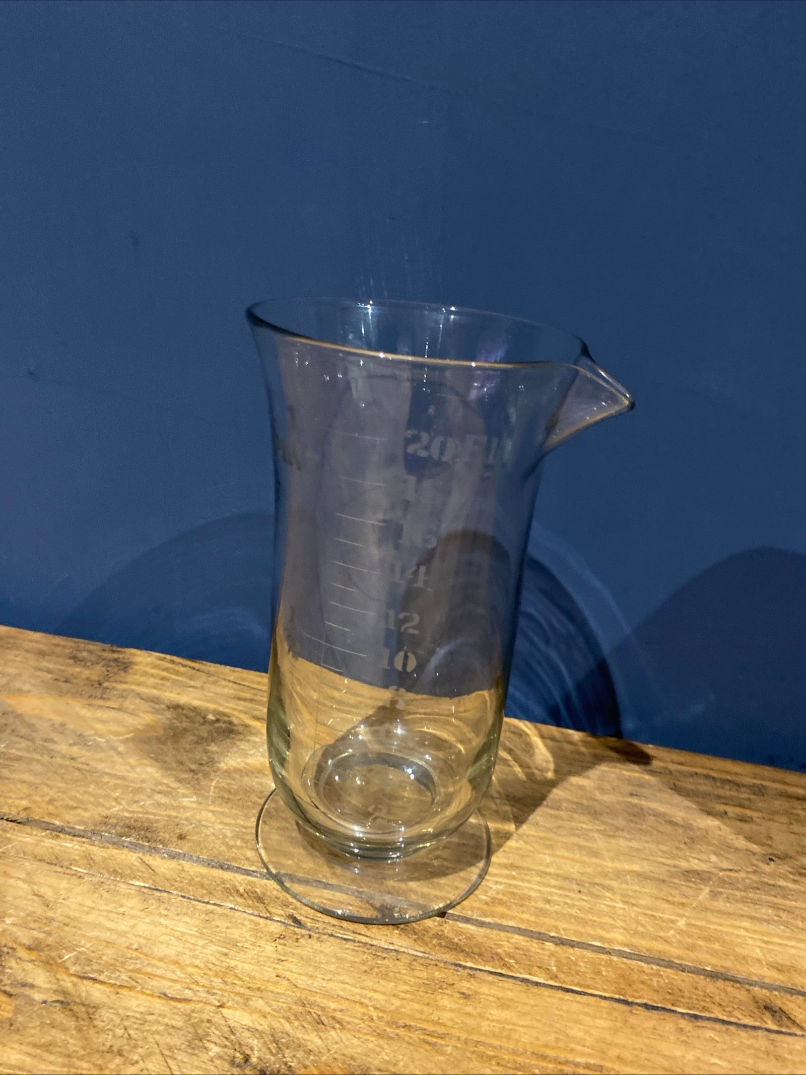 Vintage Apothecary Glass Pint Measuring Beaker / Jug