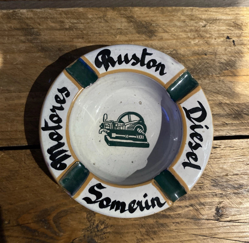 Vintage Ruston Diesel Motors Somerin , Ceramic Ashtray, Locomotives, Railway