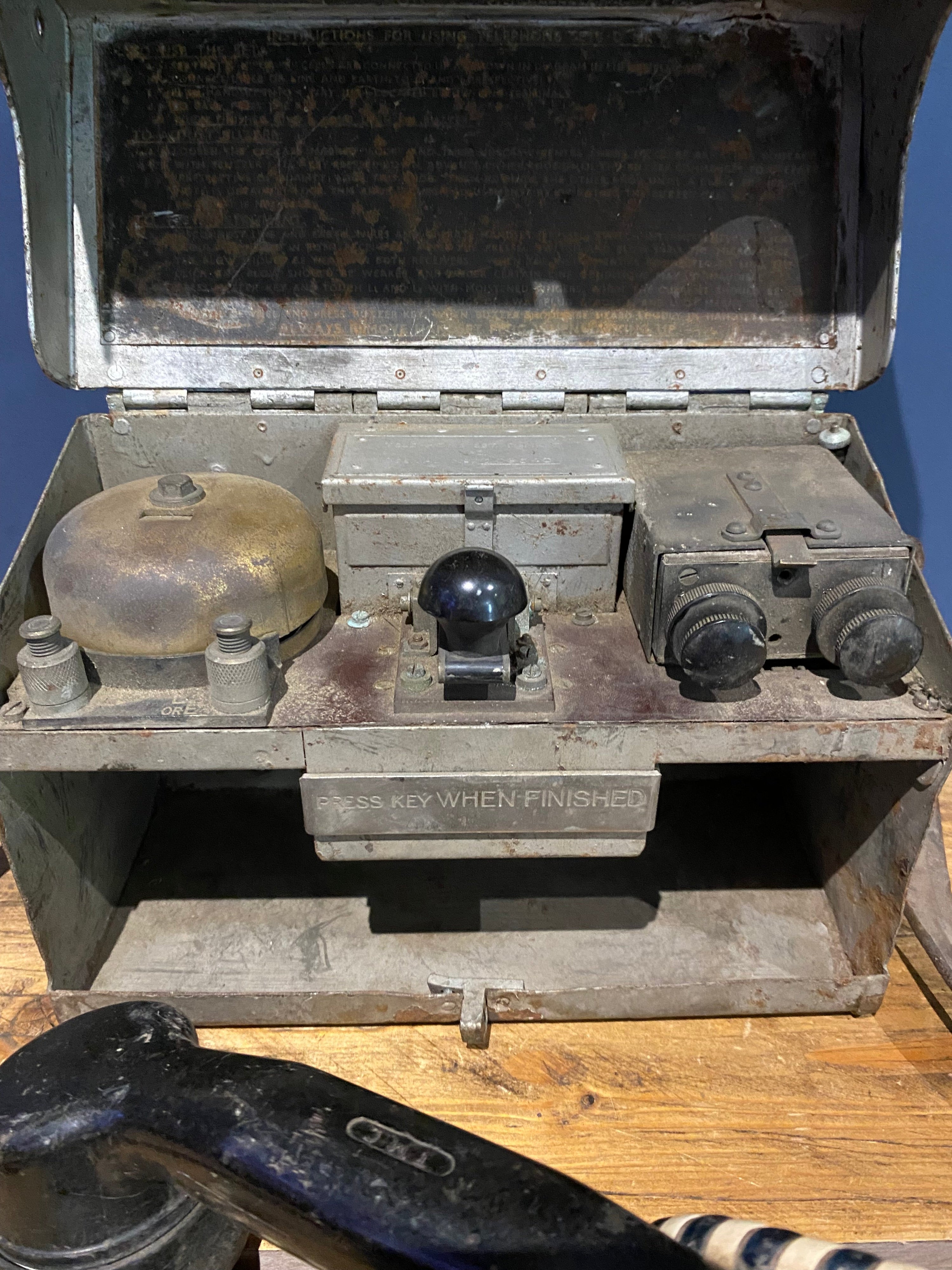 Rare WW2 British Army Telephone Set D Mark VII Field Telephone, Police Marked