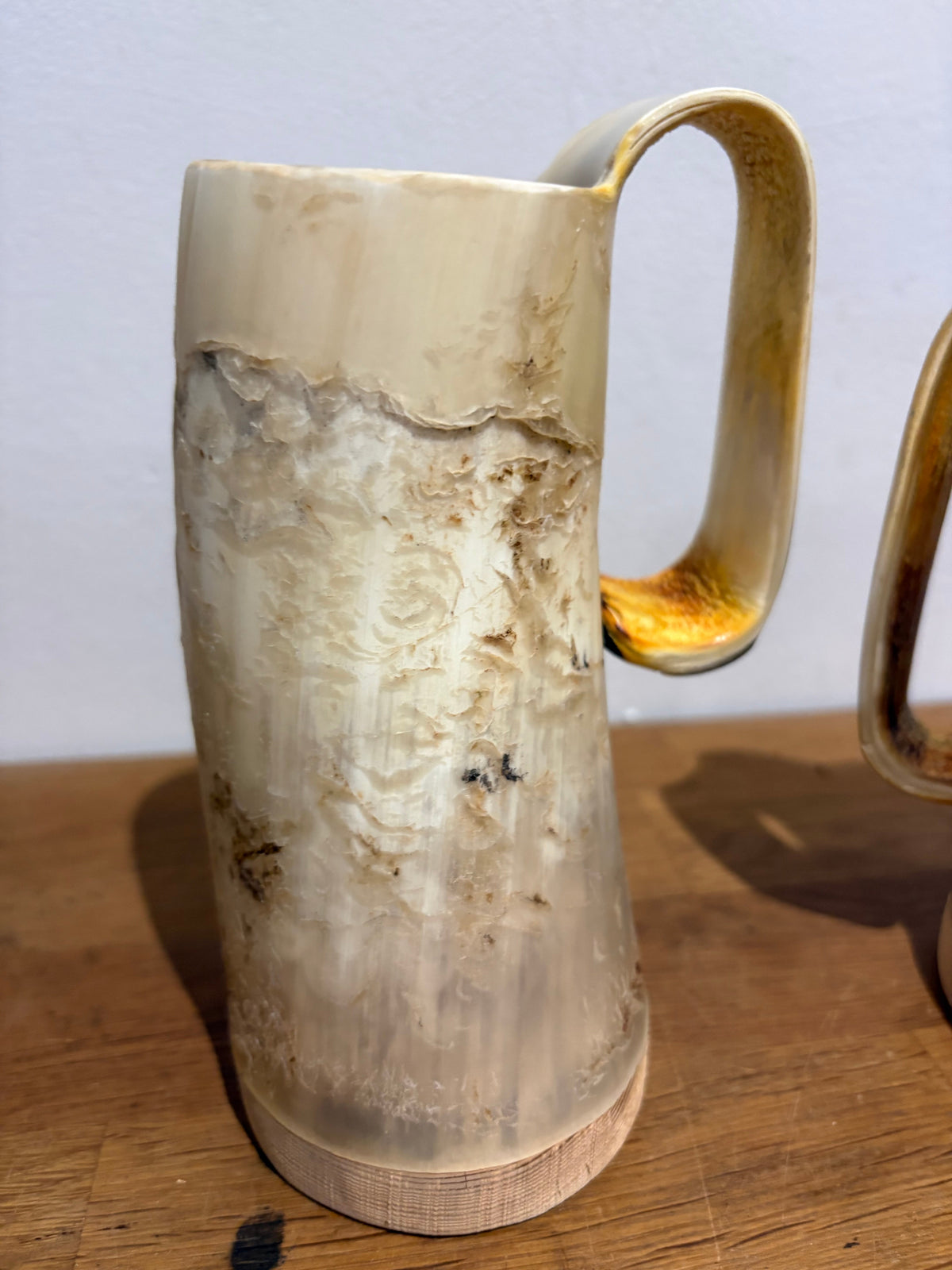 Vintage Pair Of Cow Horn Tankards