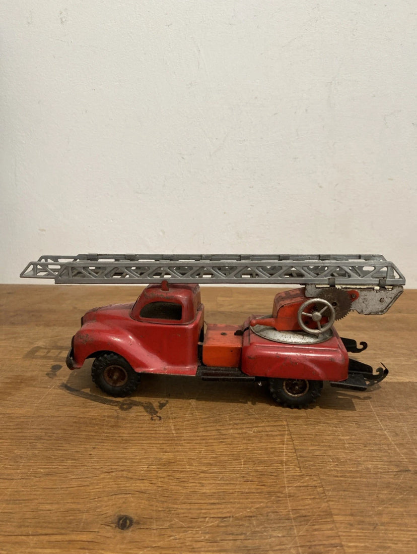Vintage Tinplate Gama Fire Engine, Fire Truck , Ladder Truck , Clockwork, Works
