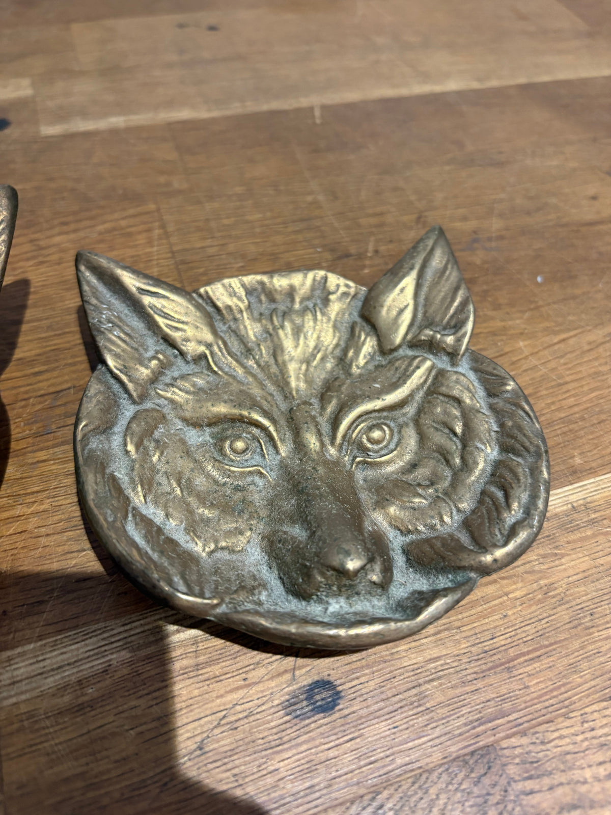 Pair Of Vintage Brass Fox Trinket/coin Dishes