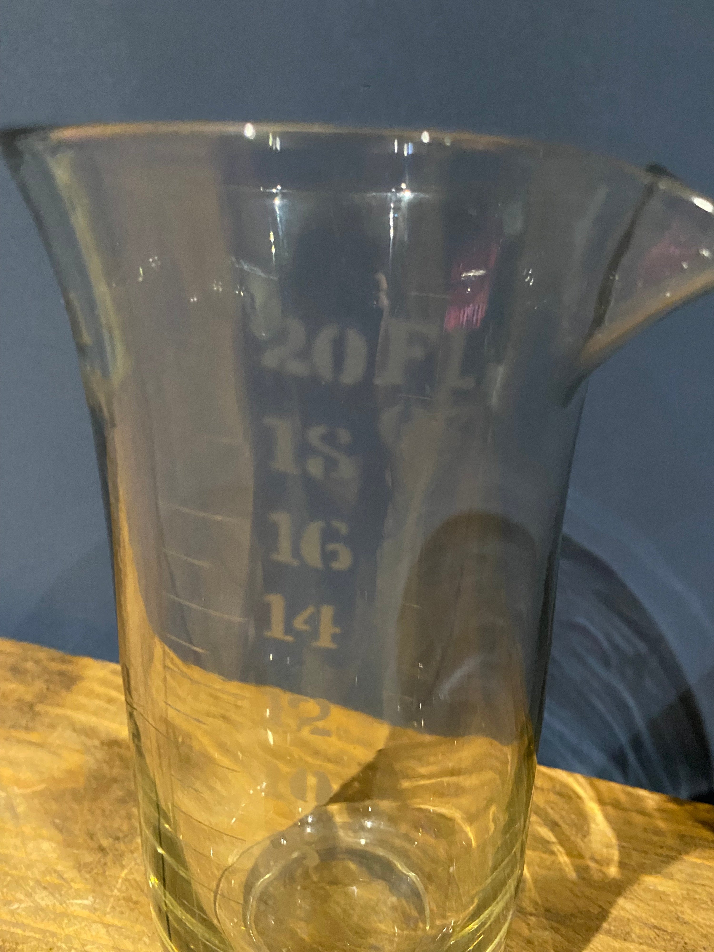 Vintage Apothecary Glass Pint Measuring Beaker / Jug
