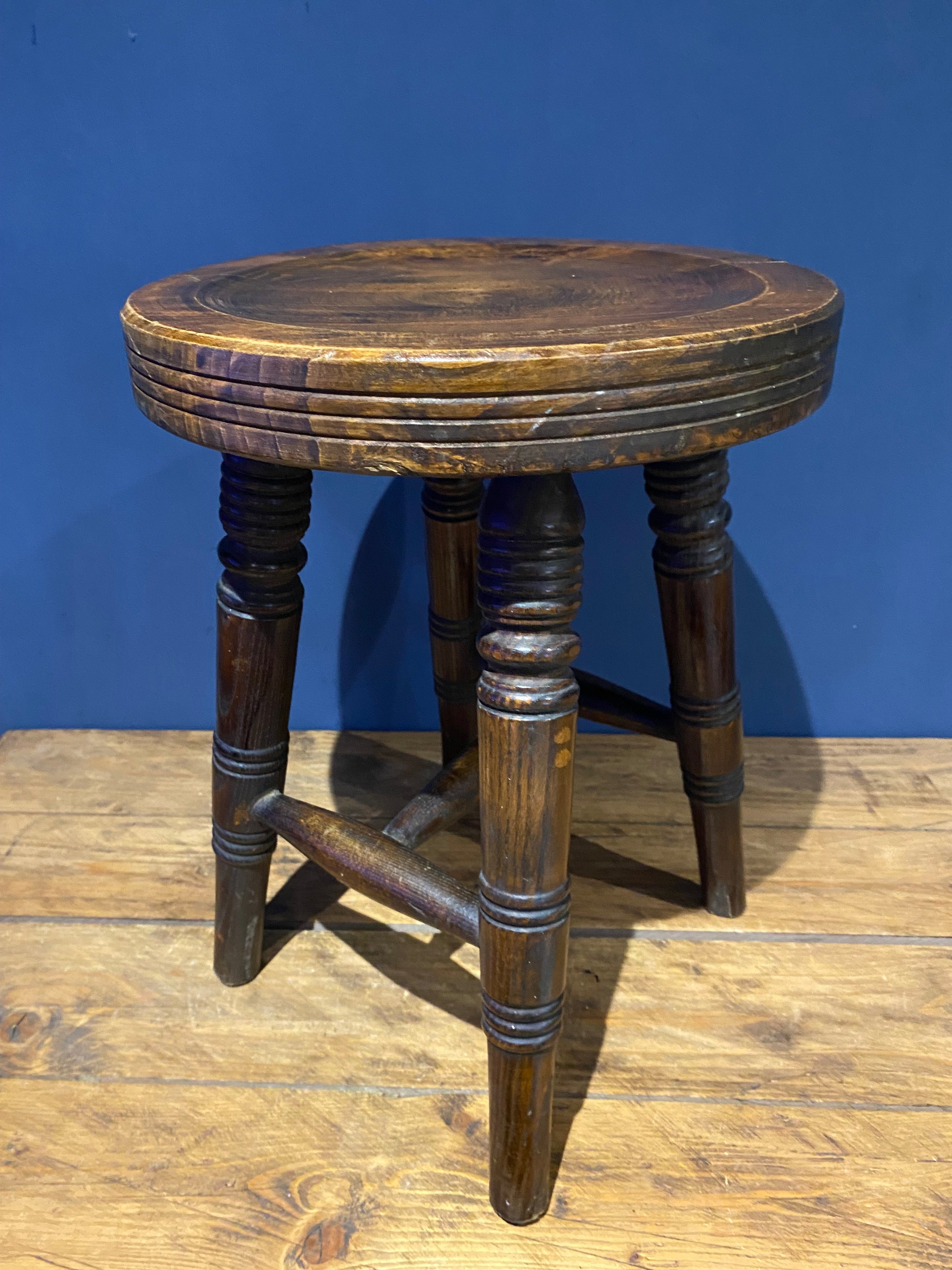 Antique Oak Stool with Beautiful Grain And Patina