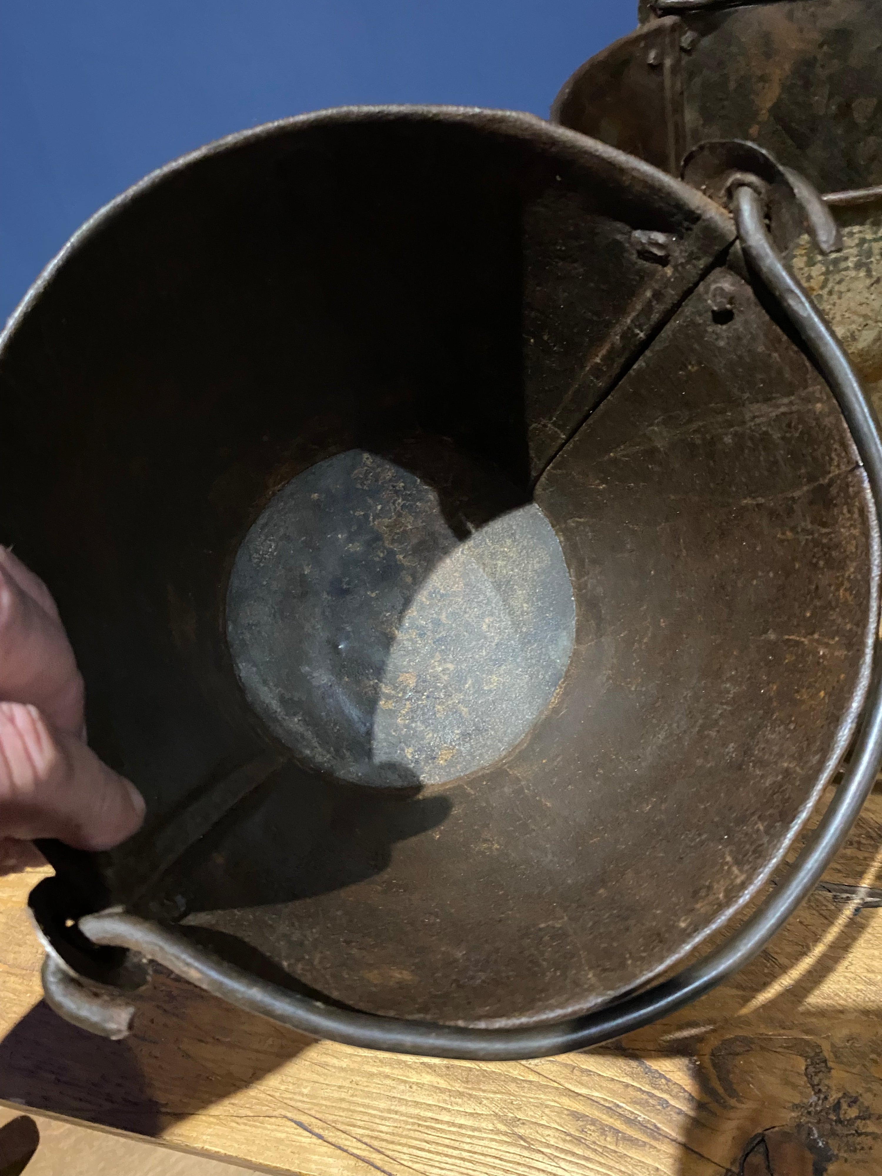 3 X Vintage Galvanised Buckets , Medium