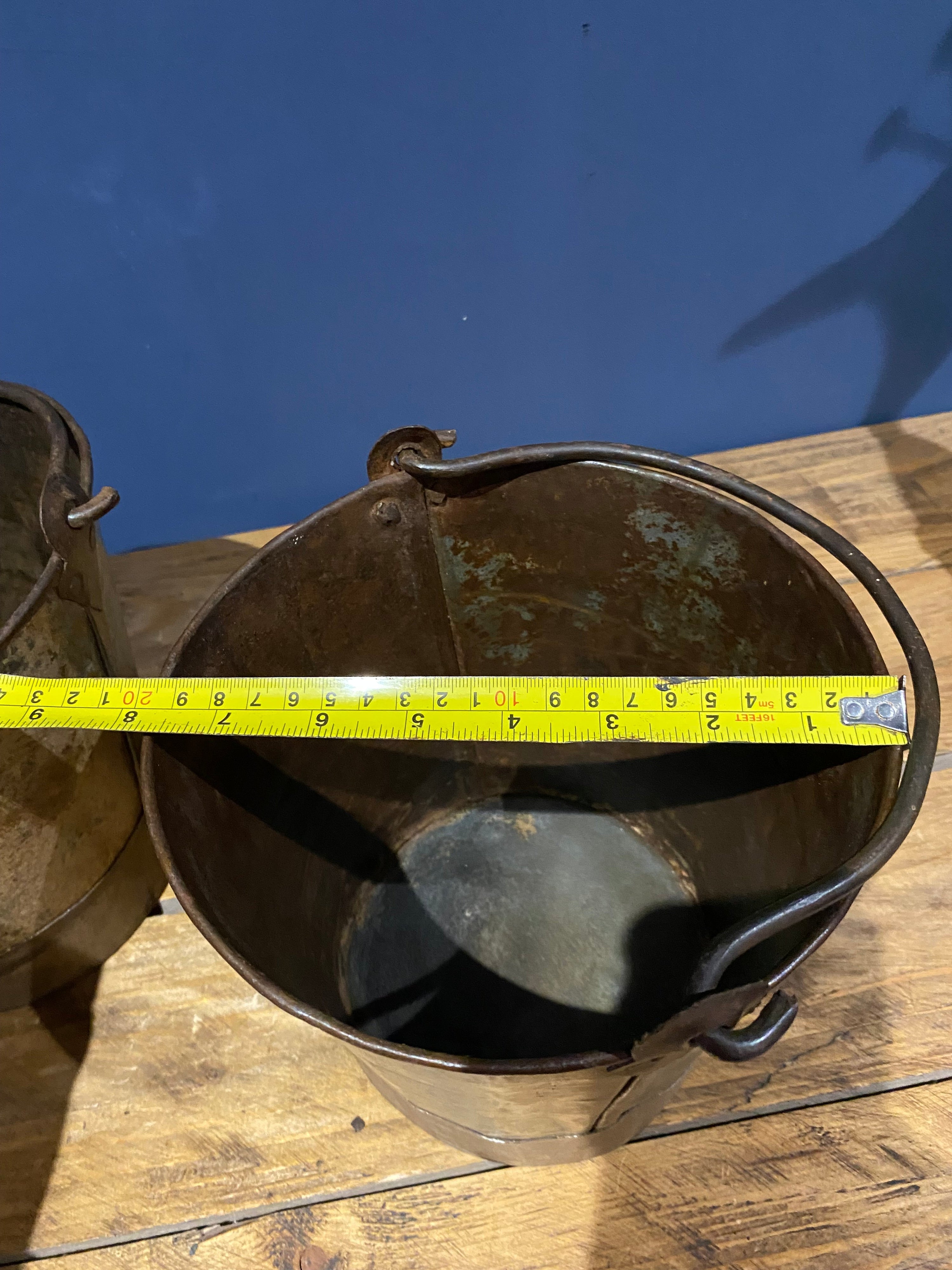 3 X Vintage Galvanised Buckets , Medium