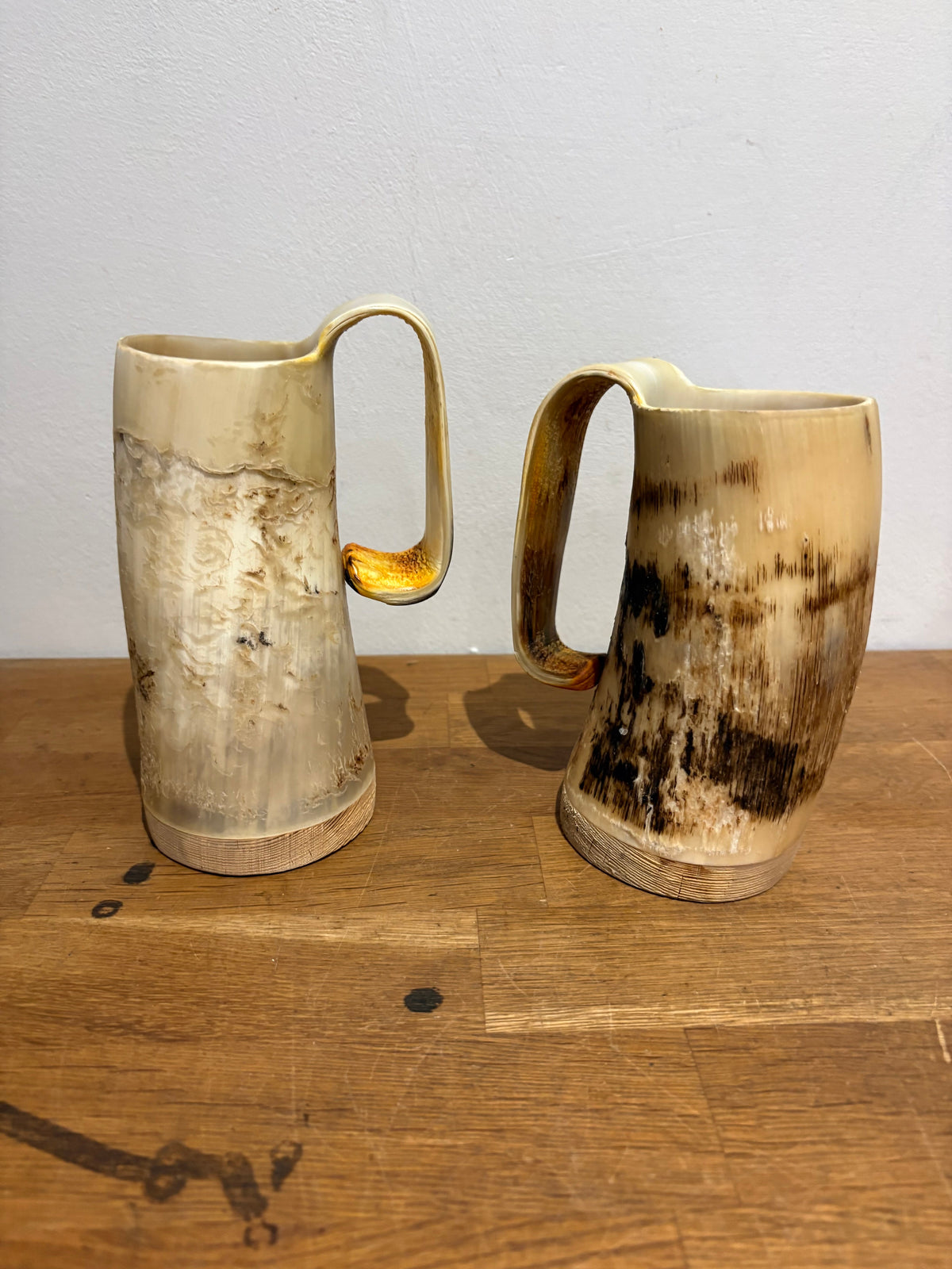 Vintage Pair Of Cow Horn Tankards