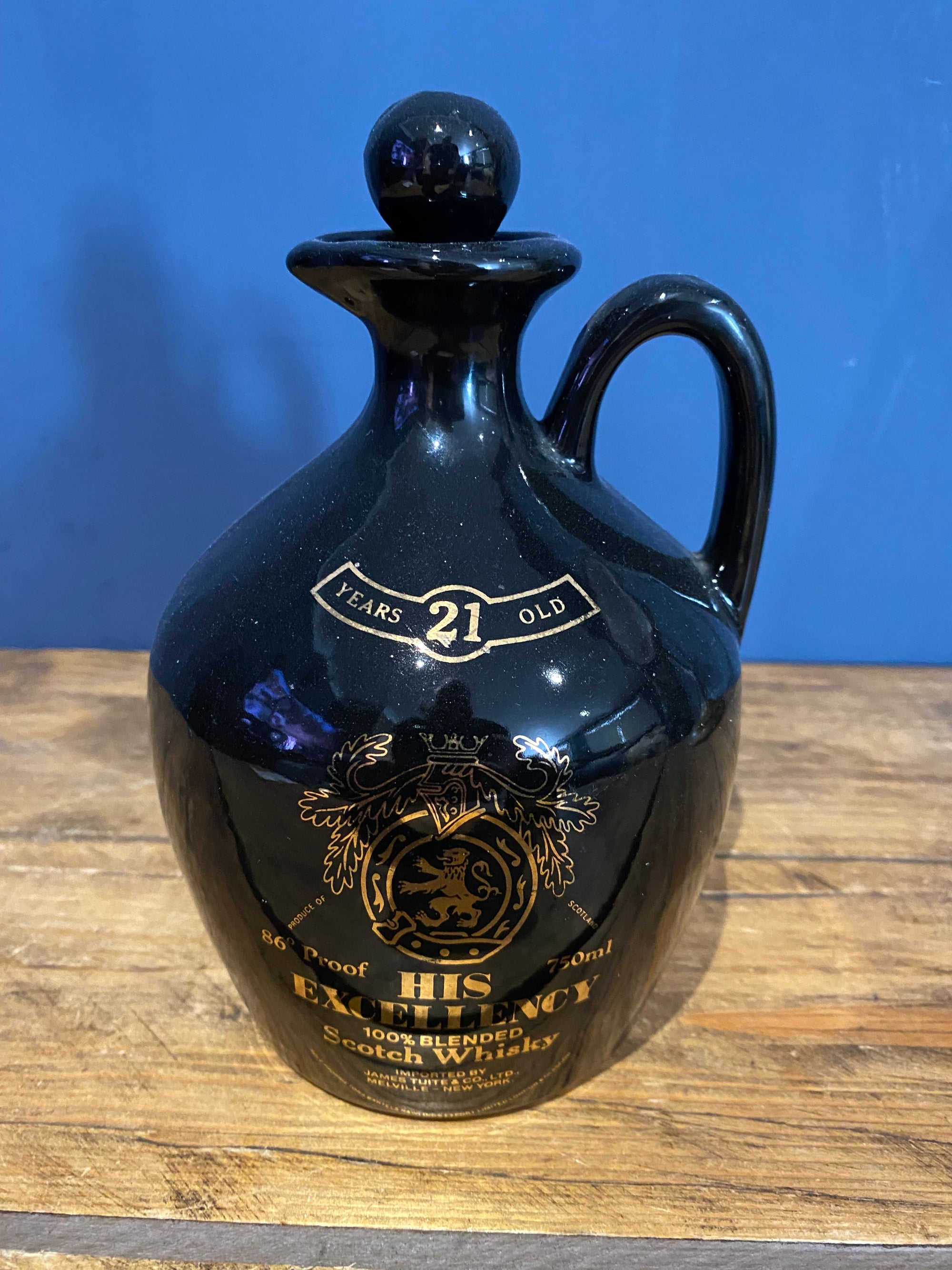 Vintage His Excellency Scotch Whiskey 750ml Bottle/ Decanter.