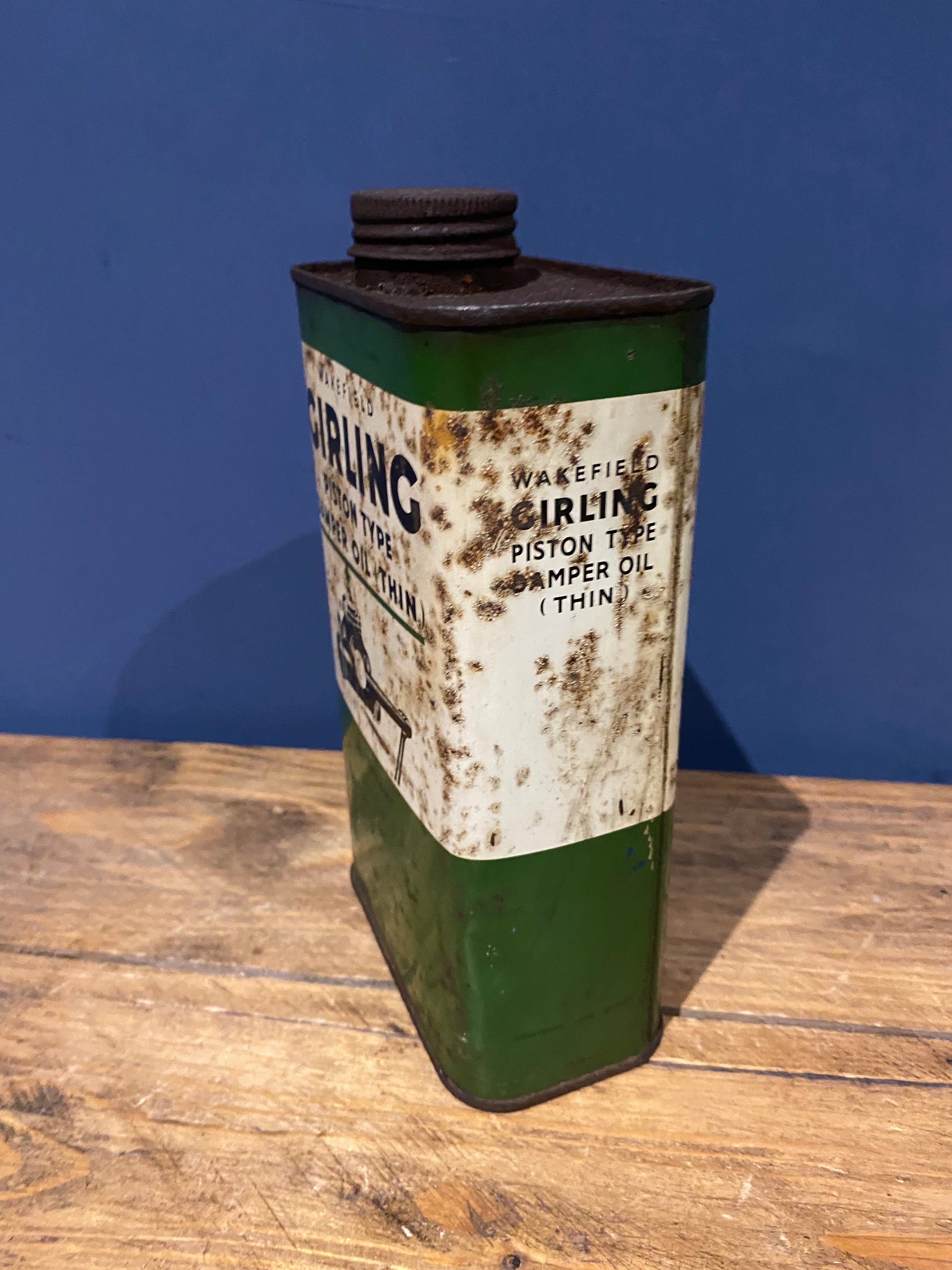 Vintage Wakefield Girling Piston Damper Oil Empty Tin , Castrol