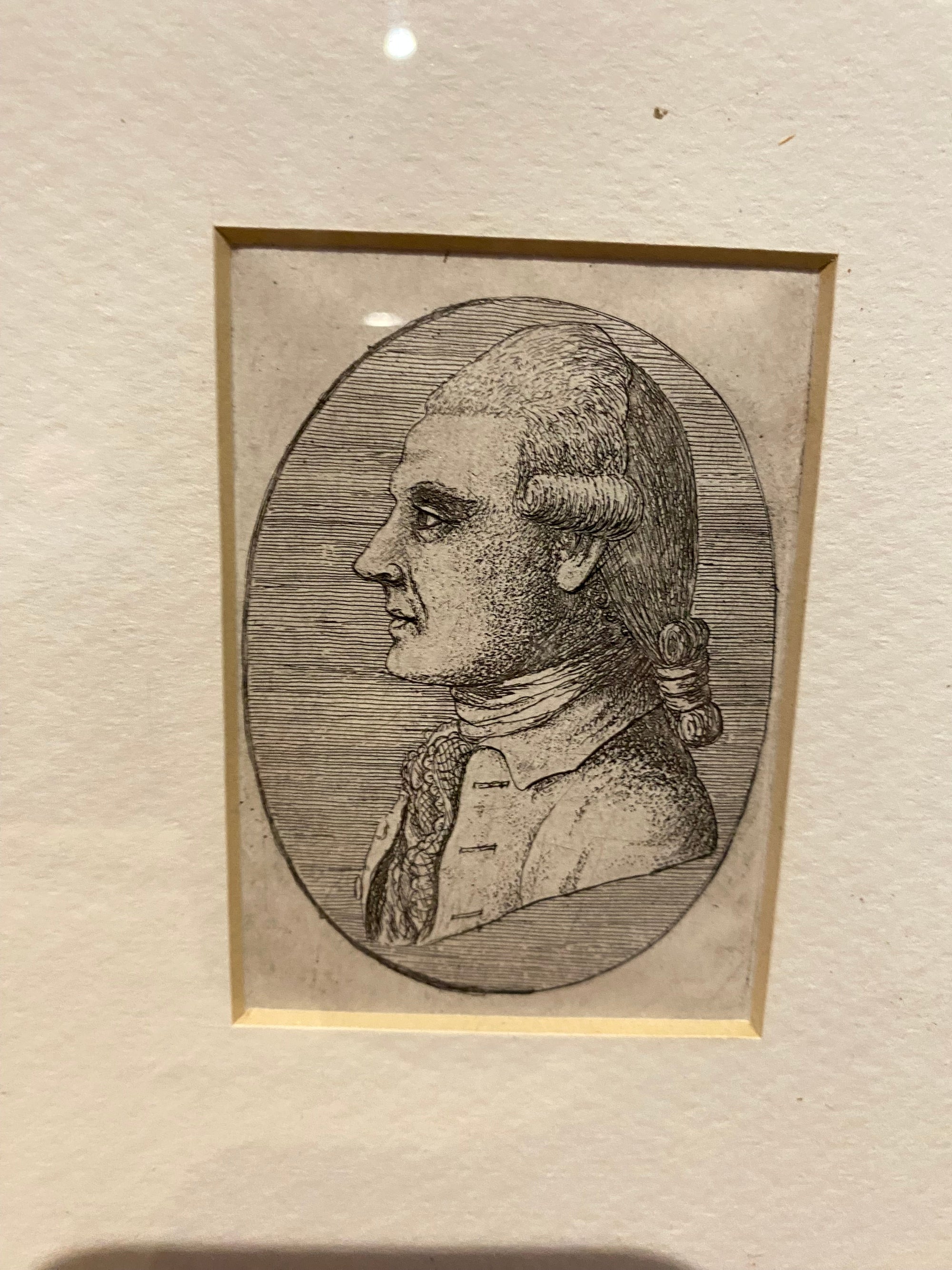 Antique Early Miniature Pencil Portrait Print