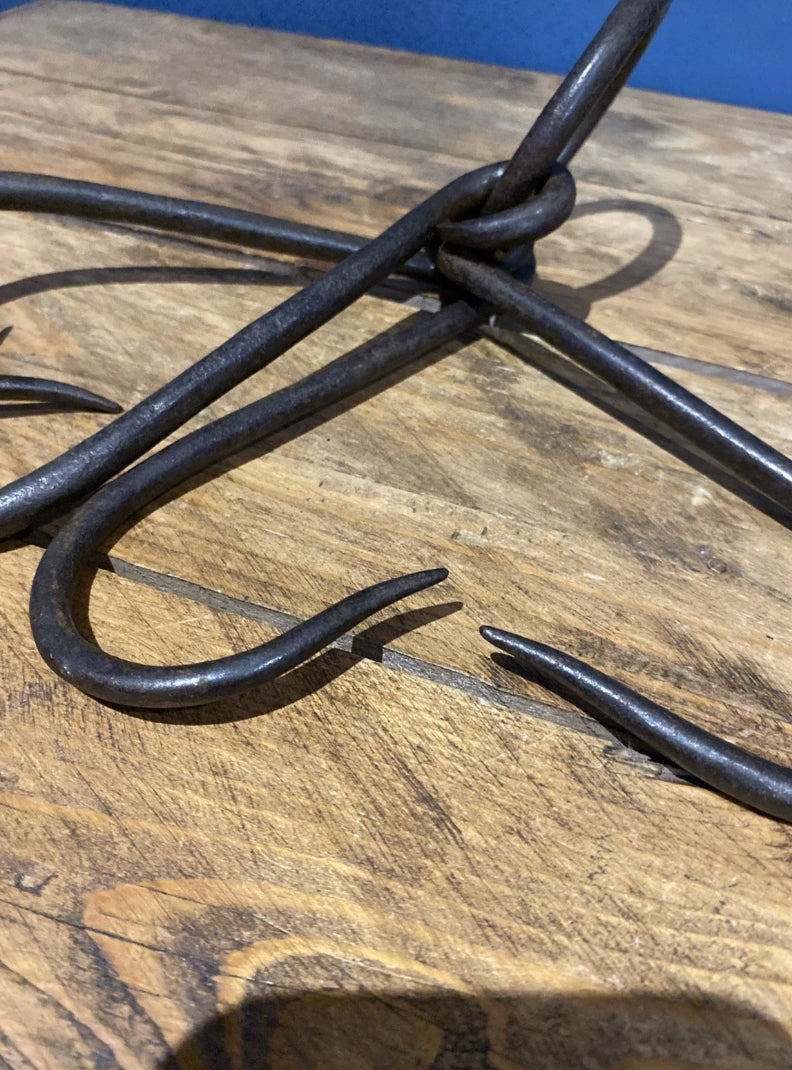 Rare Antique Game Hooks   , Wrought Iron , On A Ring