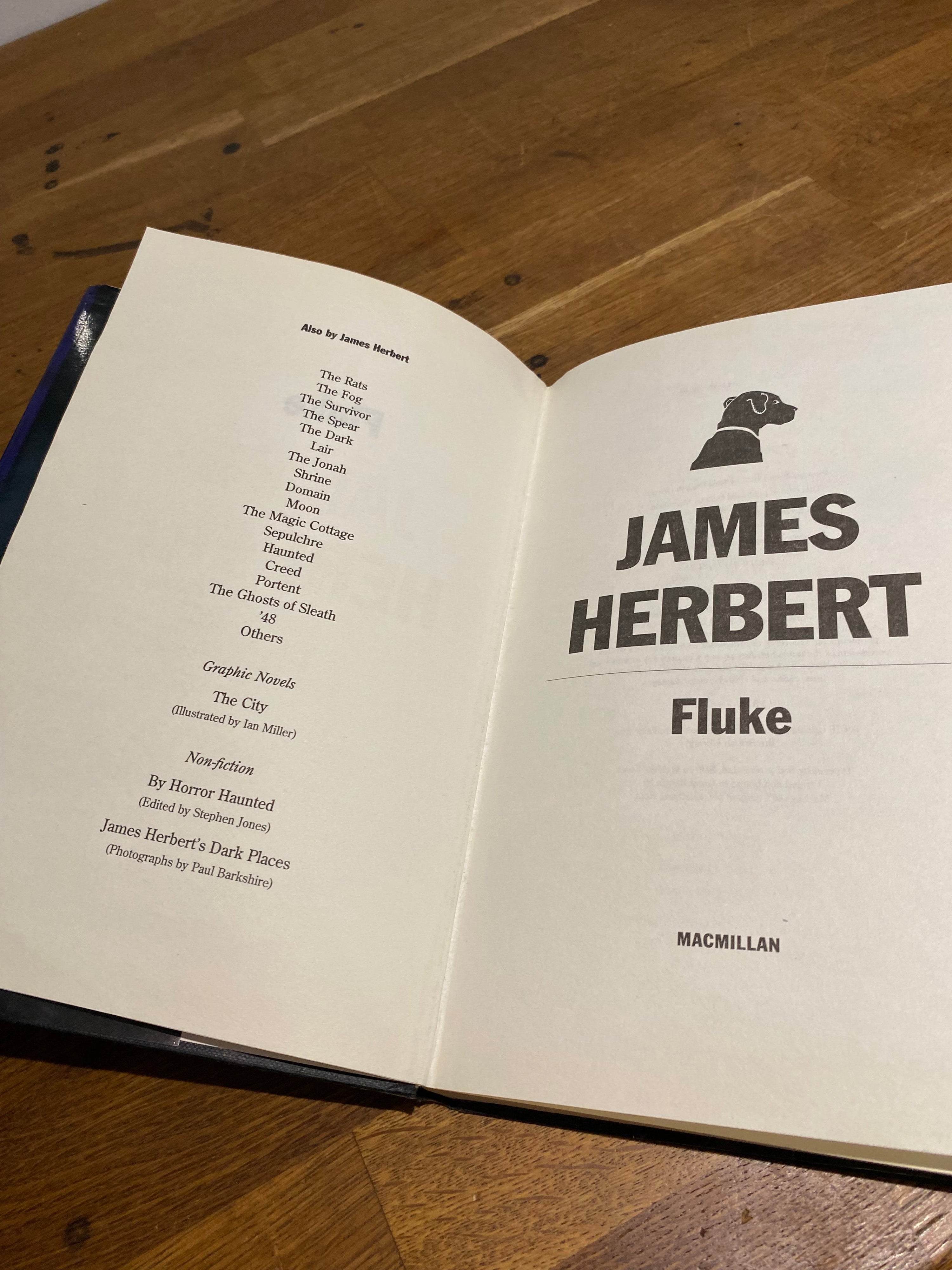 James Herbert - Fluke , macmillan 1999, hardback.