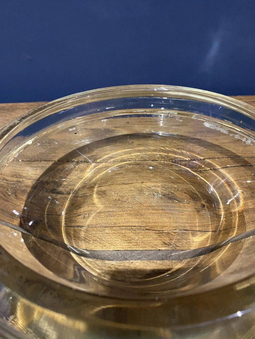 Vintage Heavy Glass Runway Light Lense, Use As An Unusual Fruit Bowl For Example
