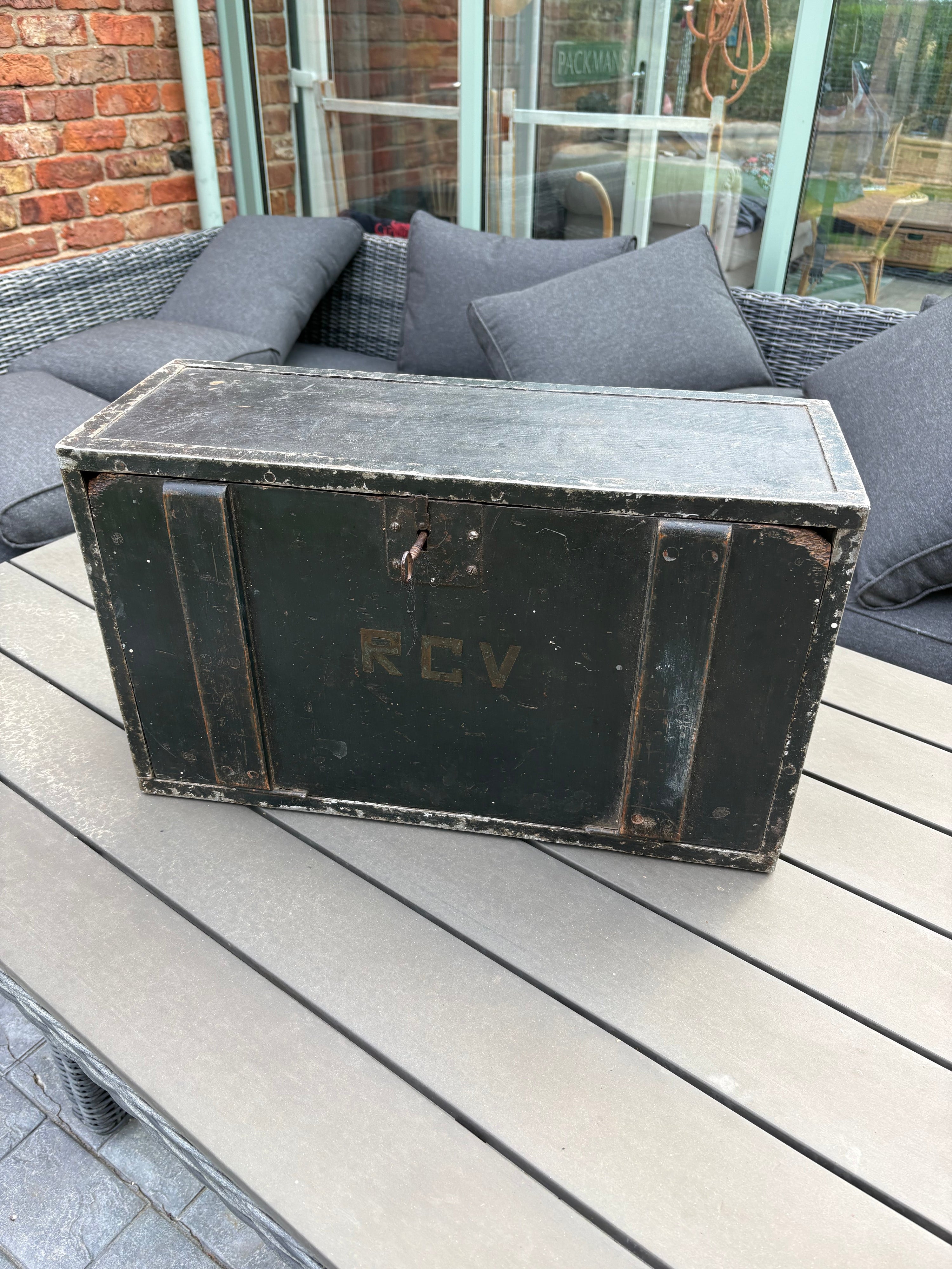 Vintage Wooden Toolbox/ Tool Chest. Metal Edges