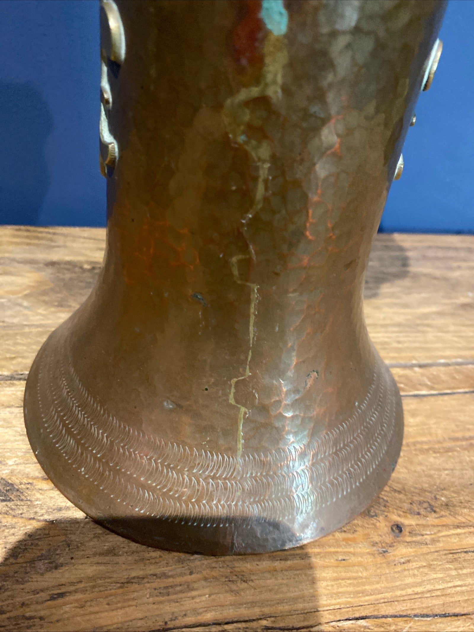 Antique Copper And Brass Vase , With Patina